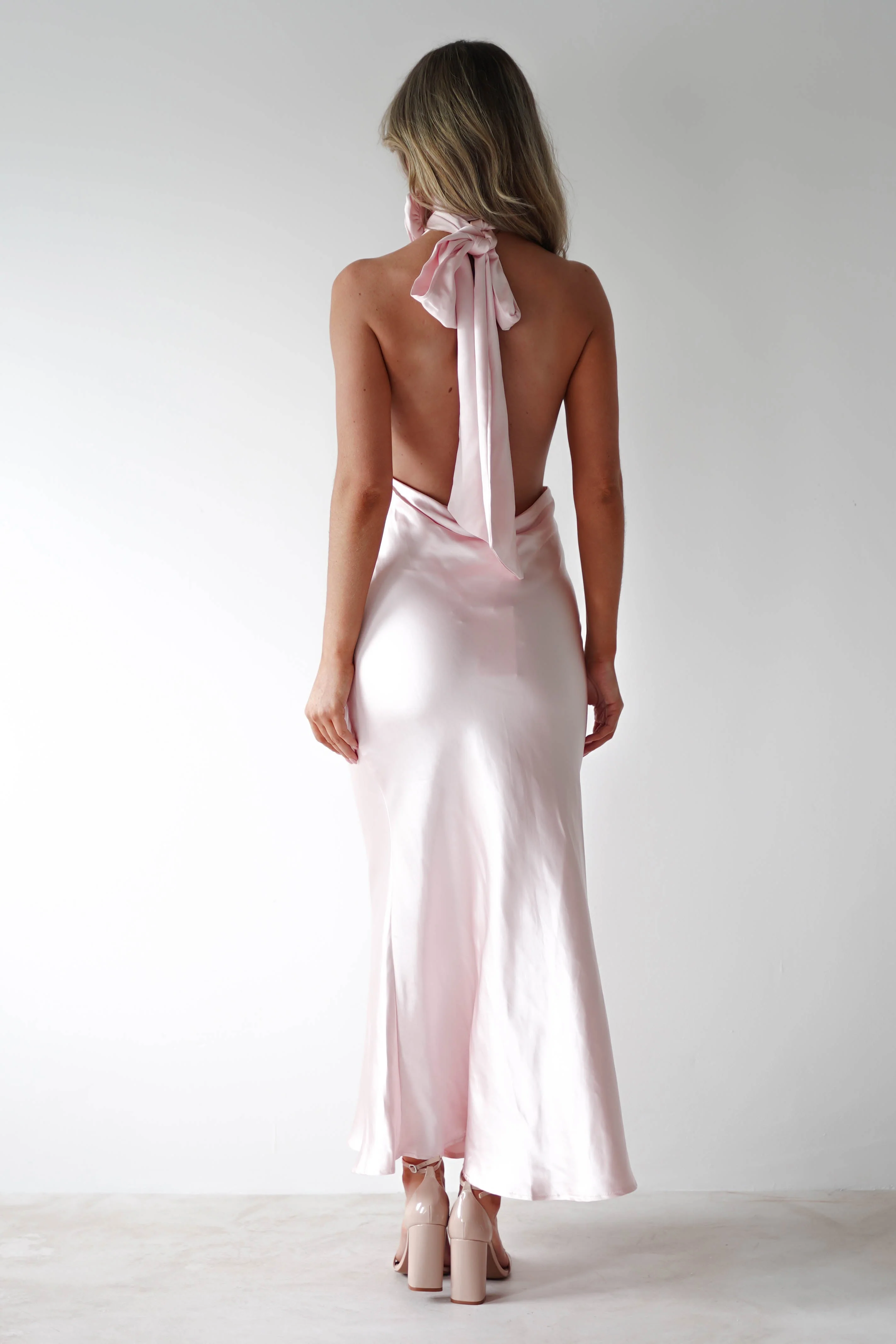 Kaylah Soft Satin Maxi Dress | Pearl Pink - Image 15