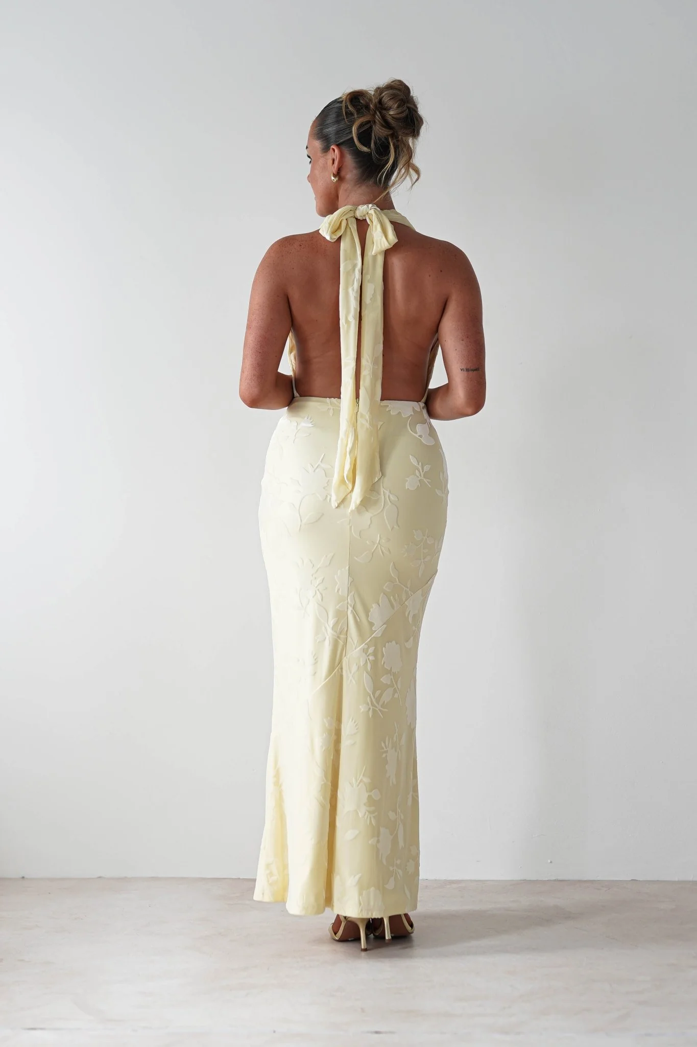 Tara Floral Jacquard Maxi Dress | Yellow - Image 9