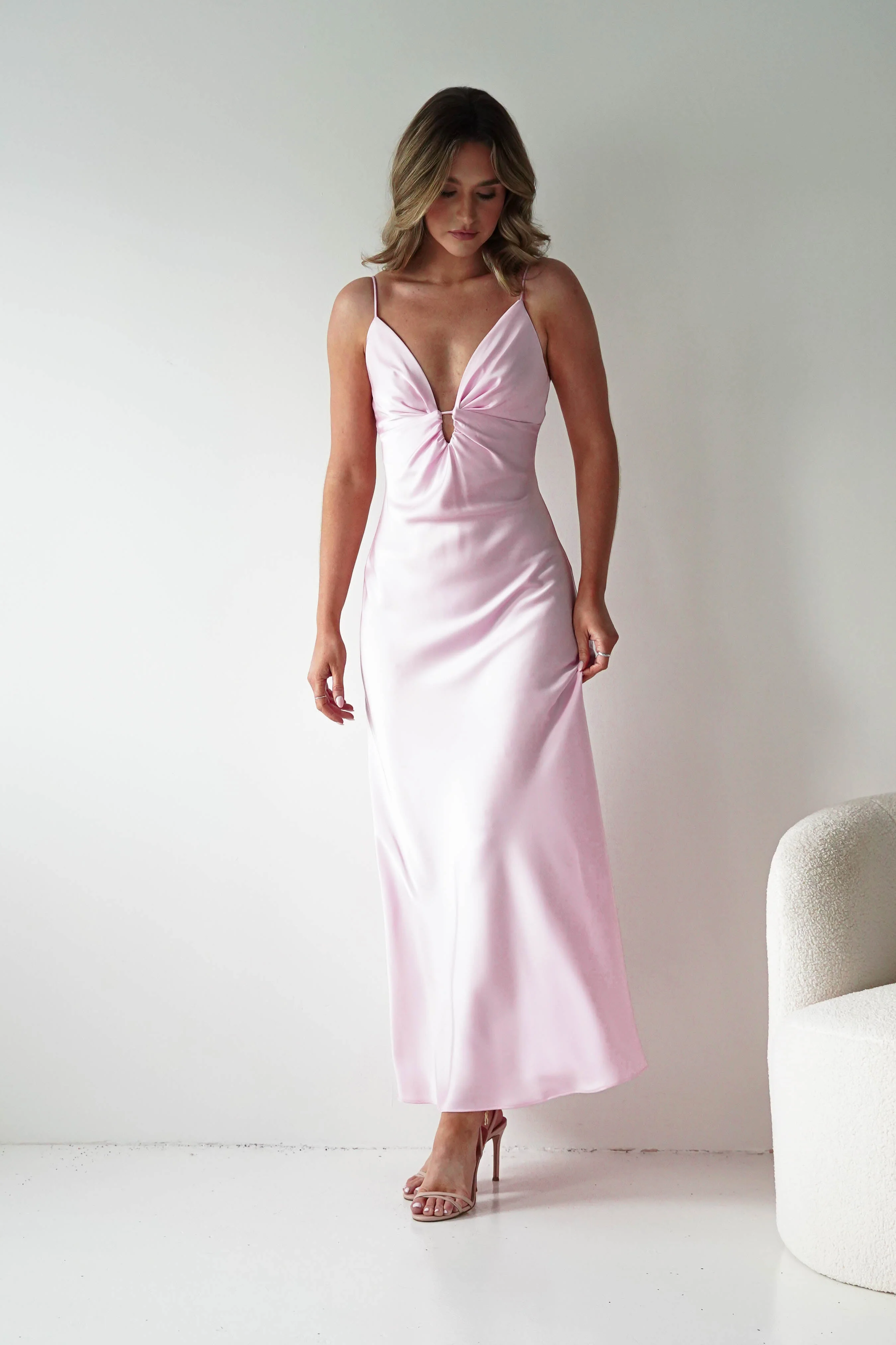 Adley Soft Satin Maxi Dress | Pink - Image 10