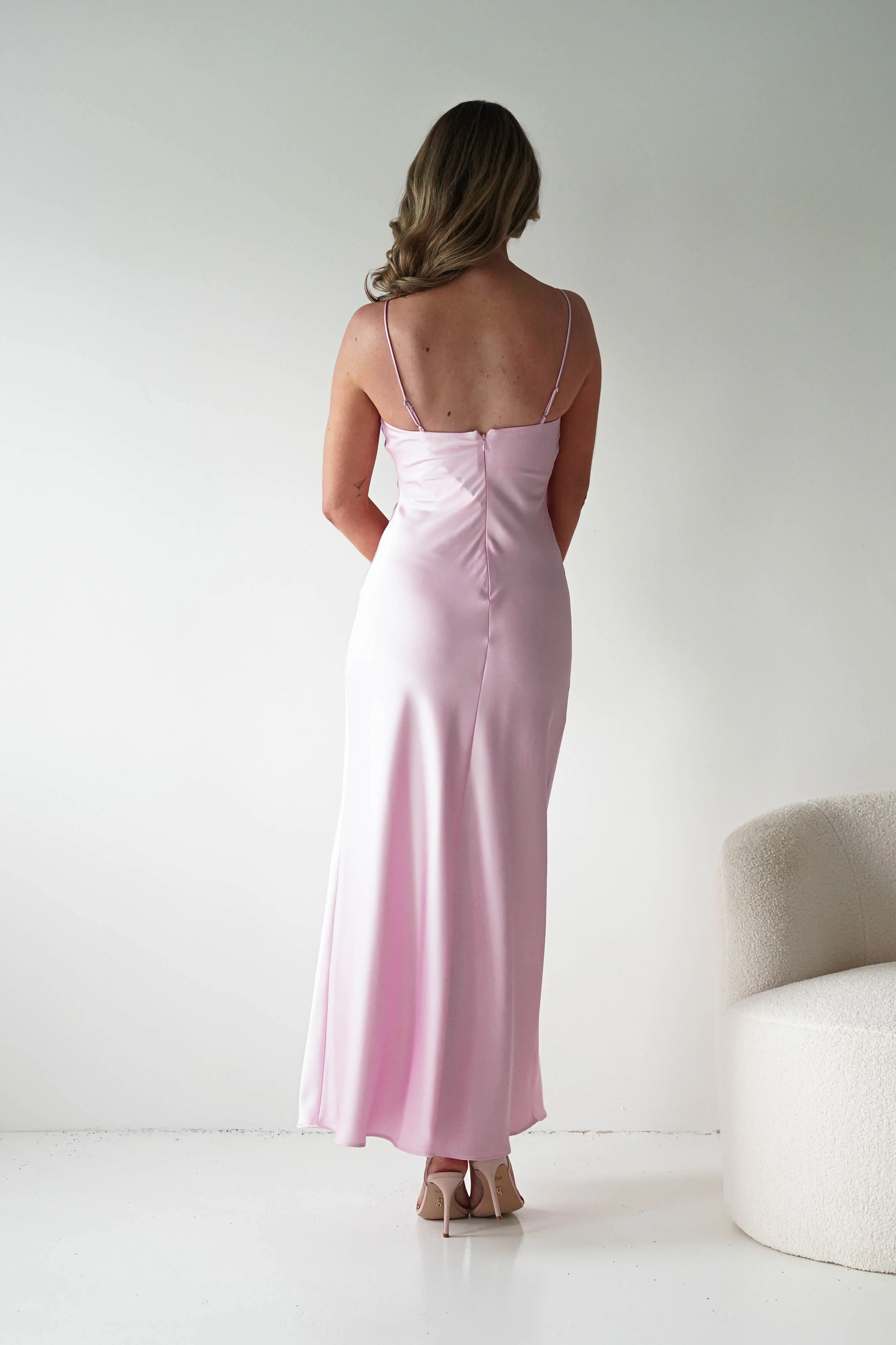 Adley Soft Satin Maxi Dress | Pink - Image 6