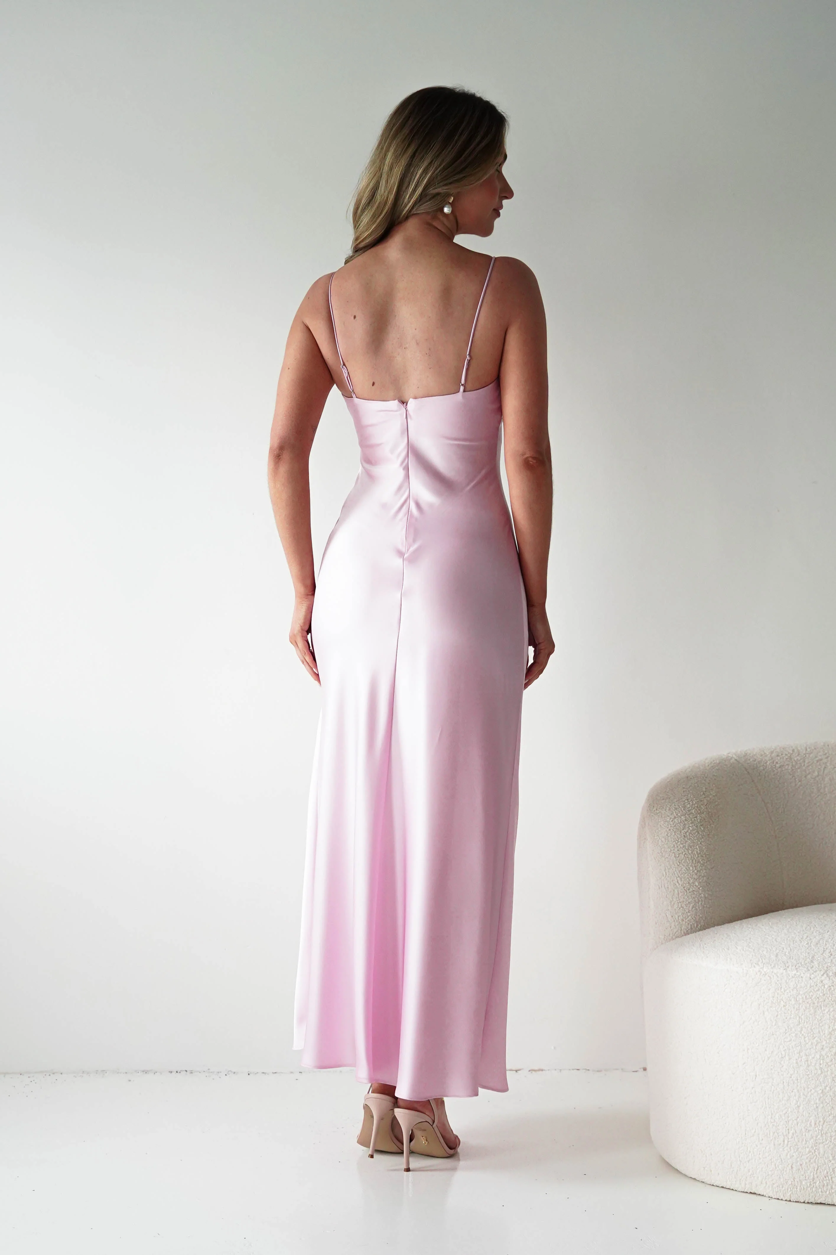 Adley Soft Satin Maxi Dress | Pink - Image 7