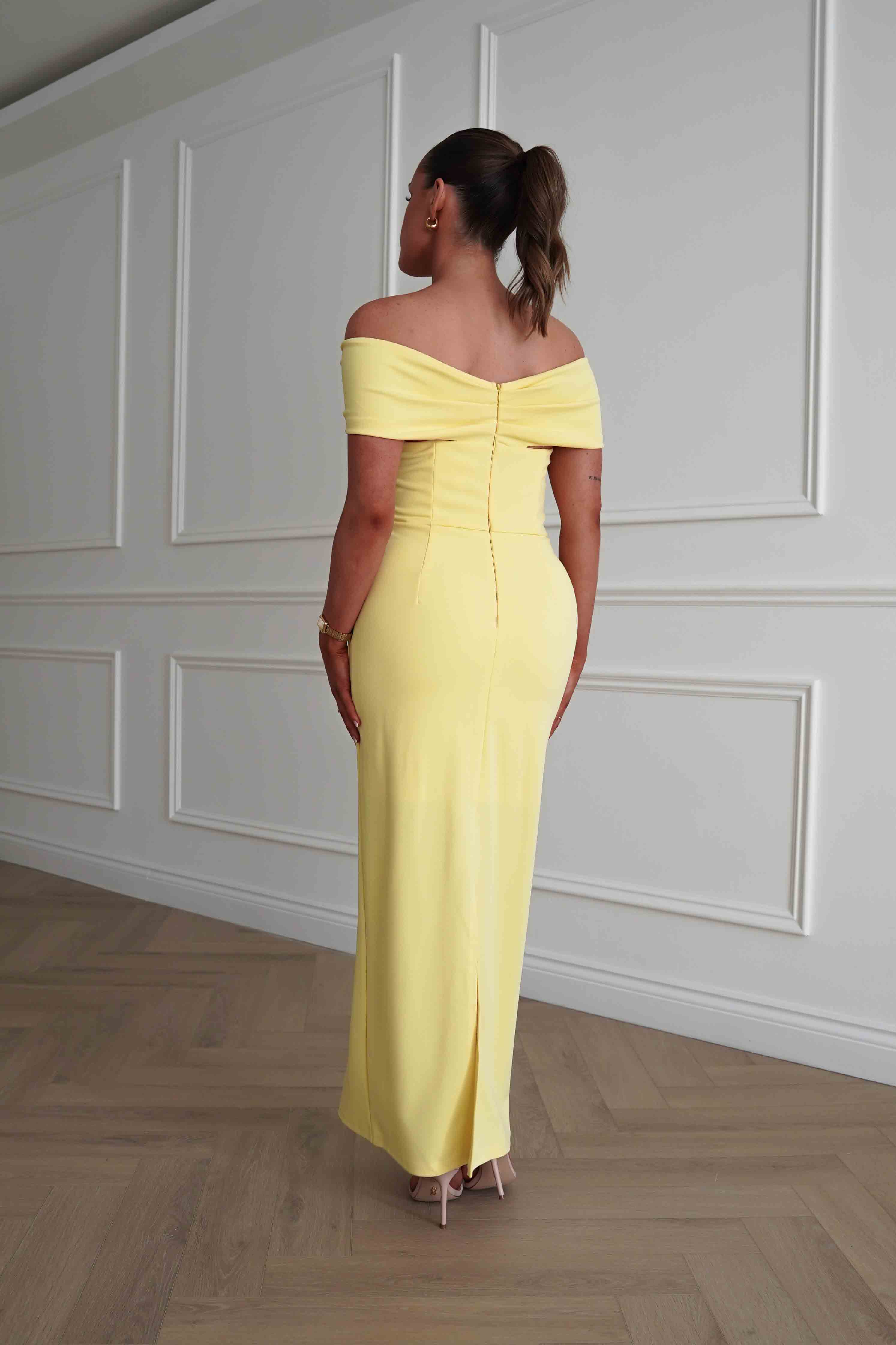 Aimie Off-Shoulder Midi Dress | Yellow - Image 3