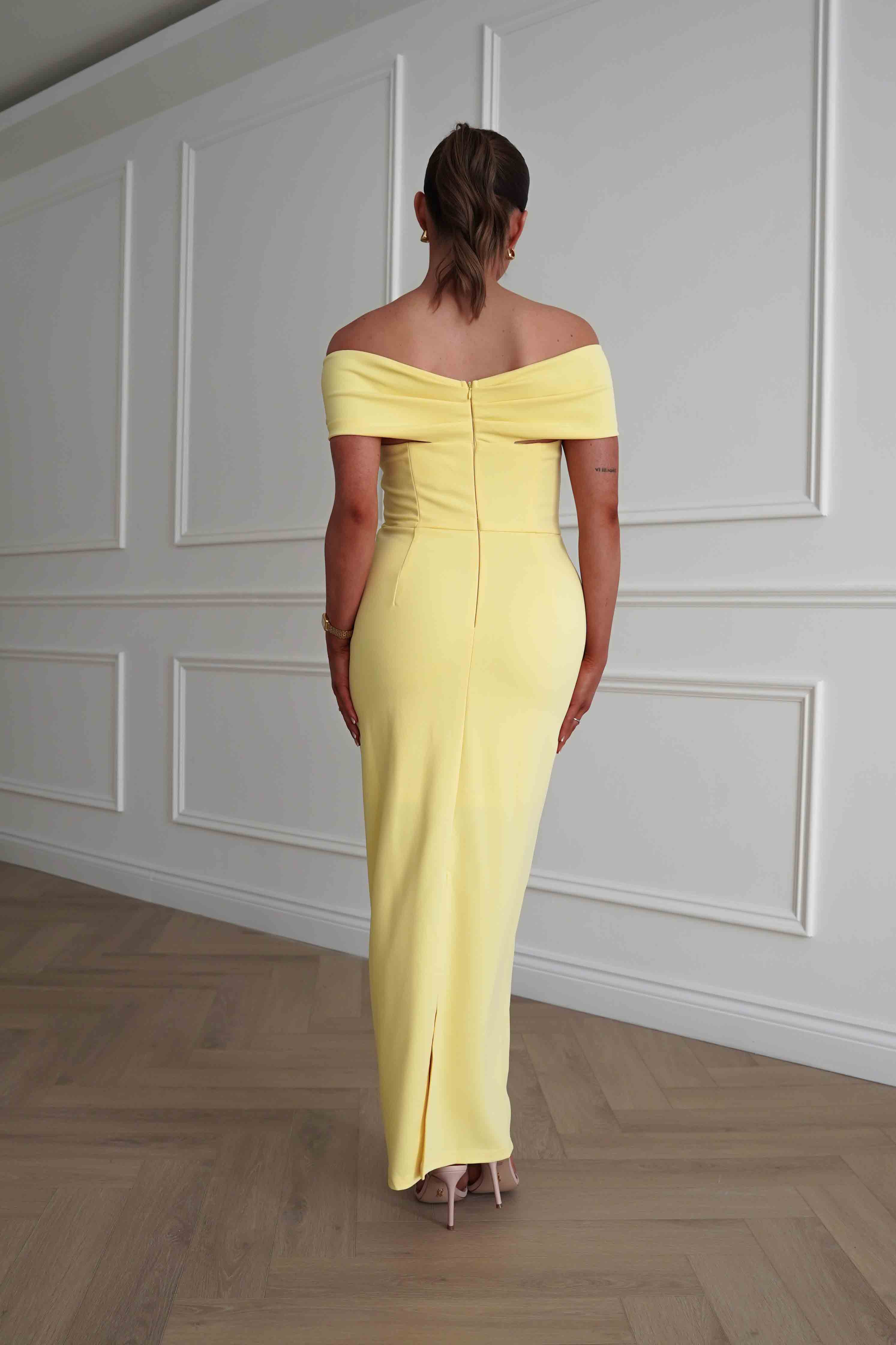 Aimie Off-Shoulder Midi Dress | Yellow - Image 7