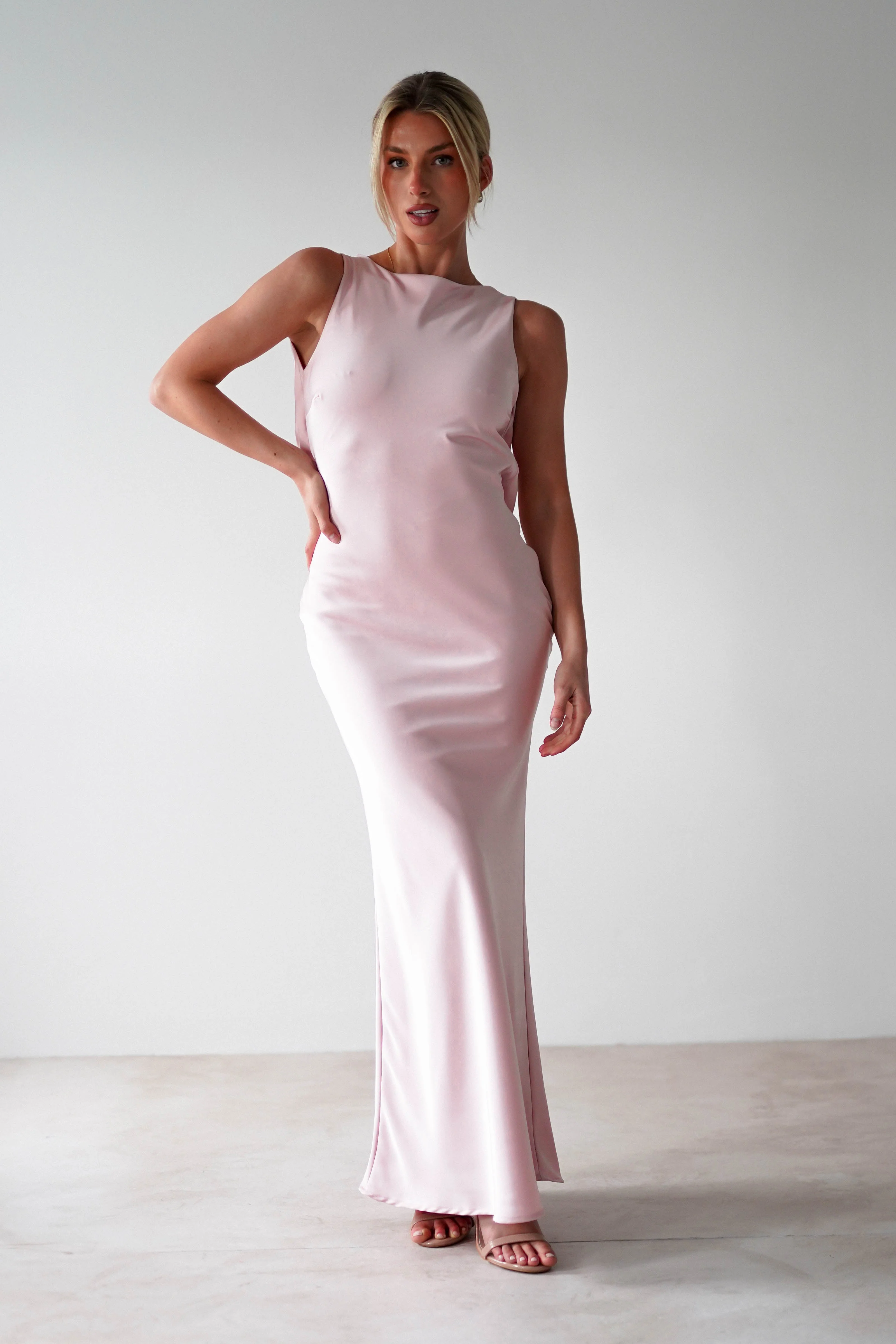 Alanna Soft Matte Satin Maxi Dress | Blush Pink - Image 7