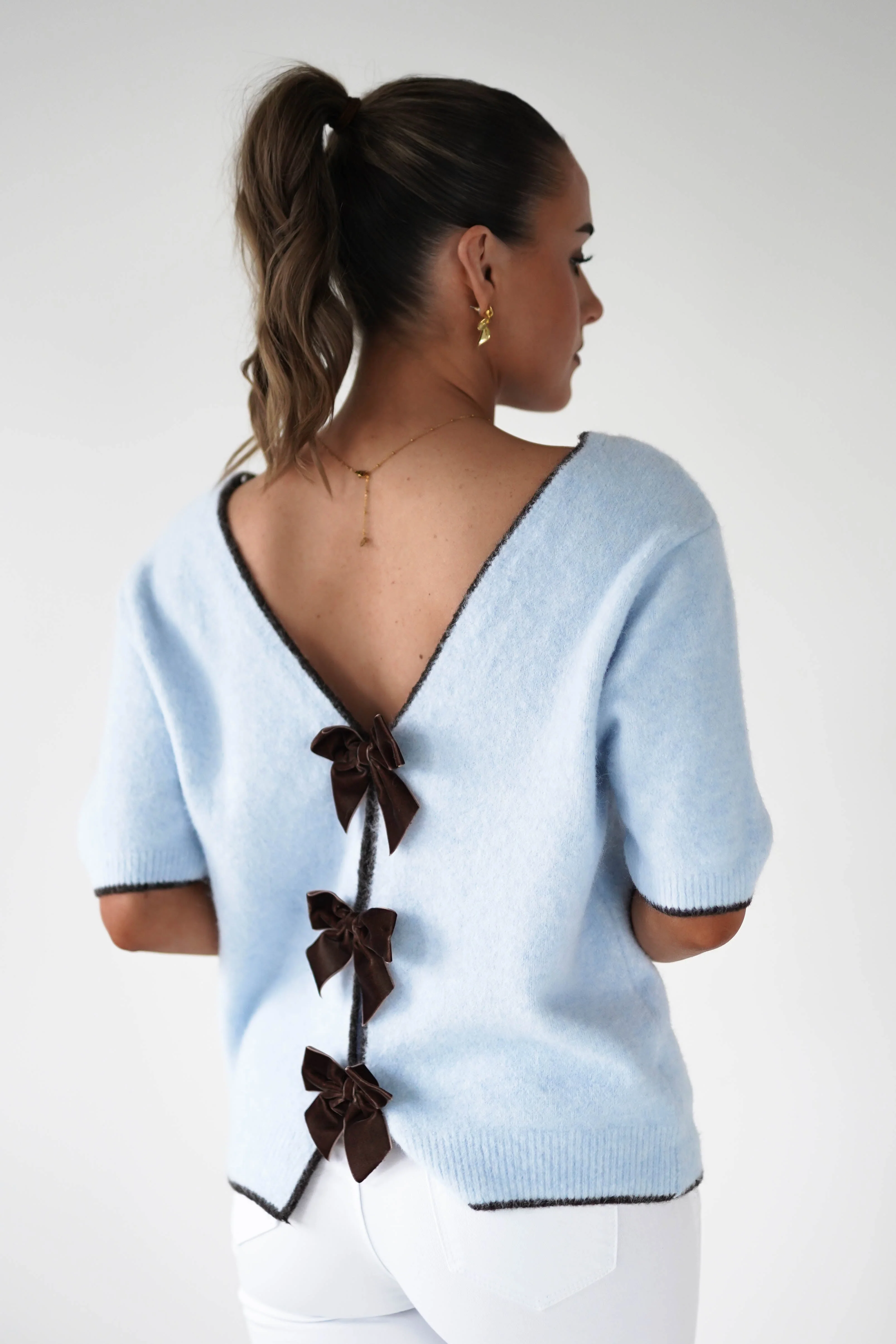 Allegra Bow Detail Jumper | Blue/Brown