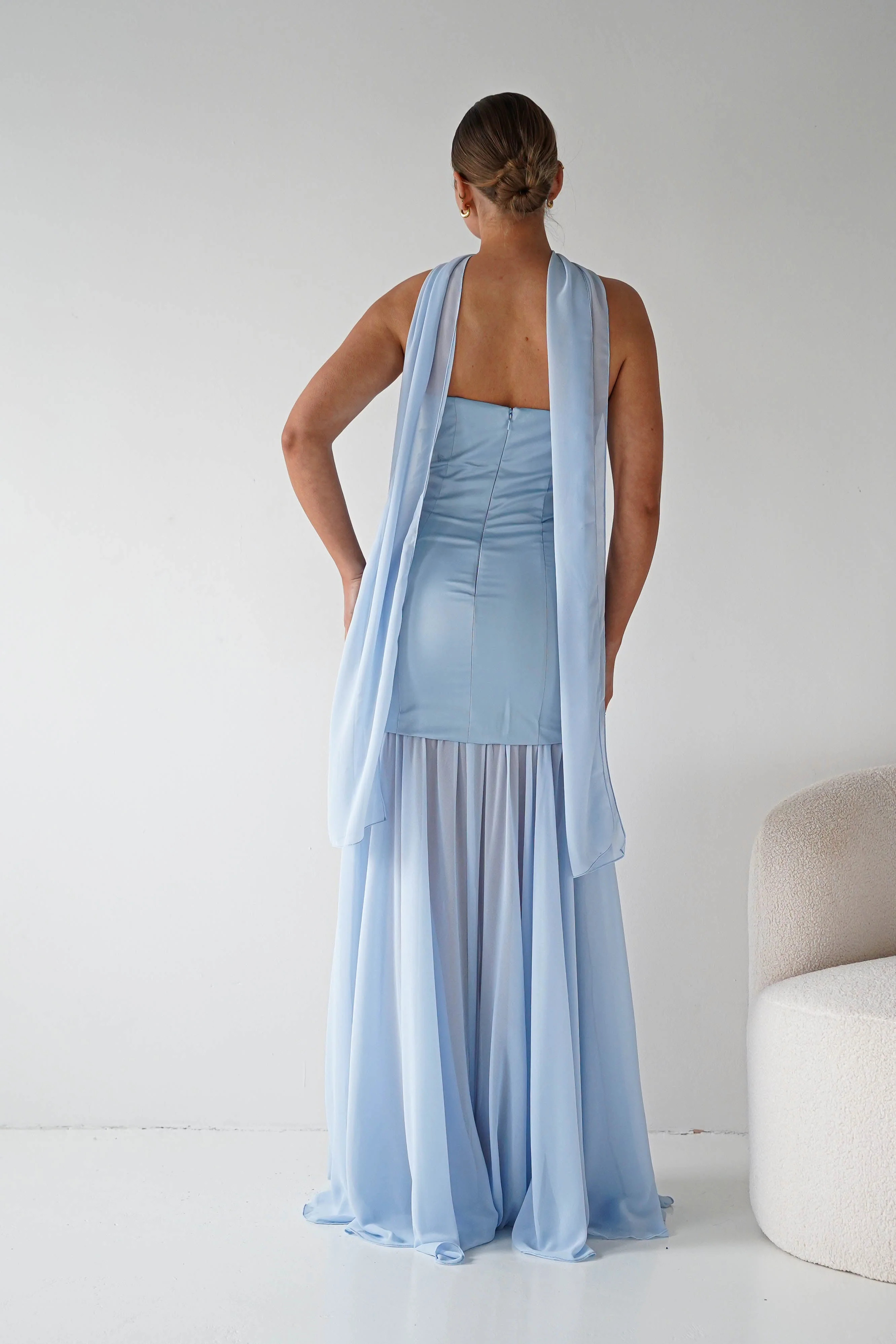 Amora Strapless Structured Maxi Dress | Blue - Image 4