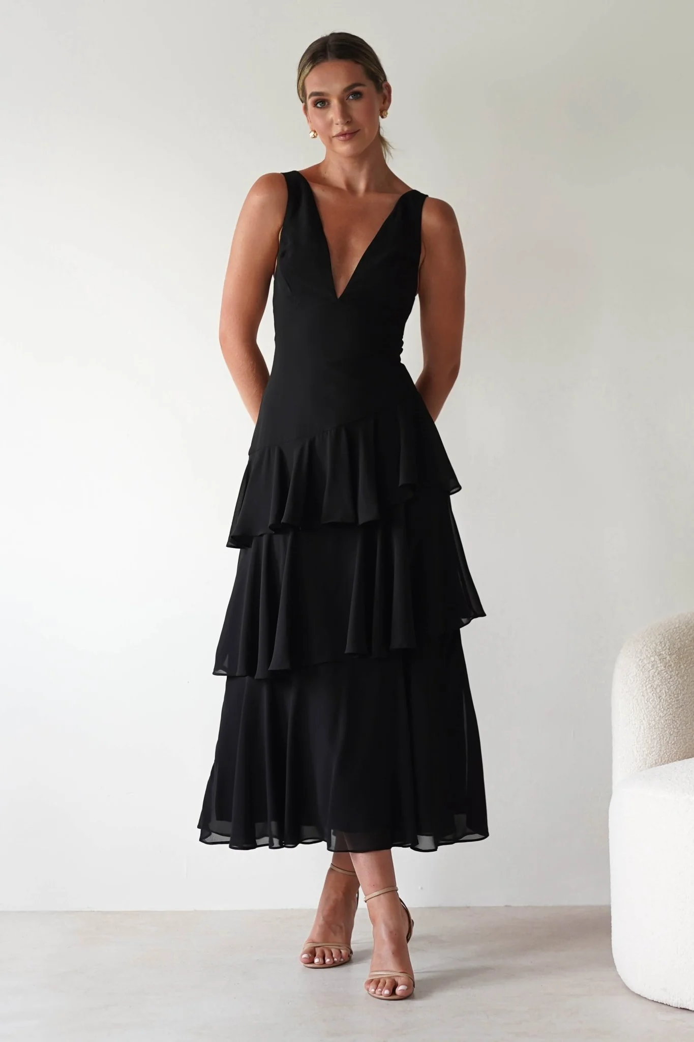 Andalusia Ruffle Maxi Dress | Black