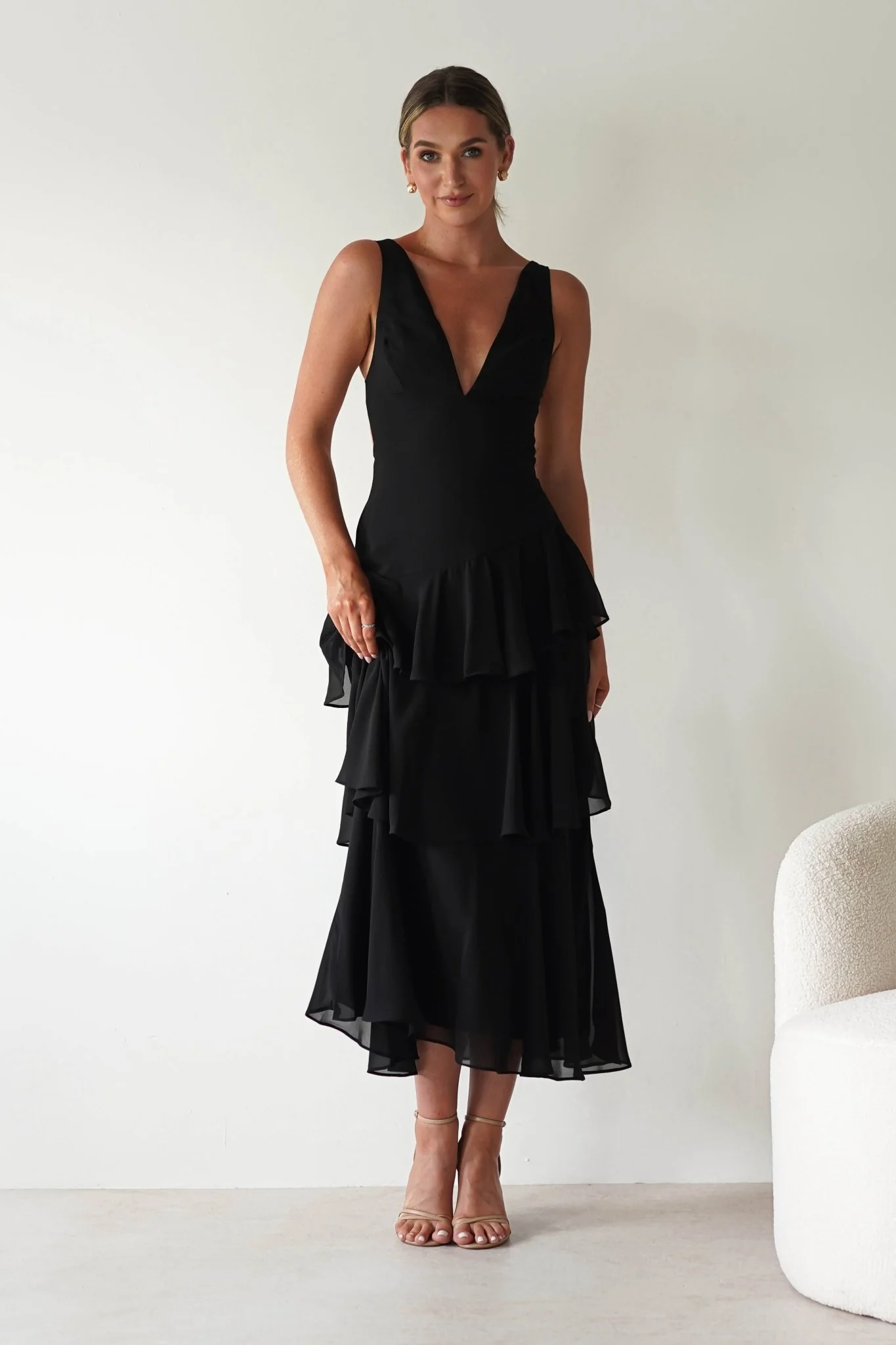 Andalusia Ruffle Maxi Dress | Black - Image 10