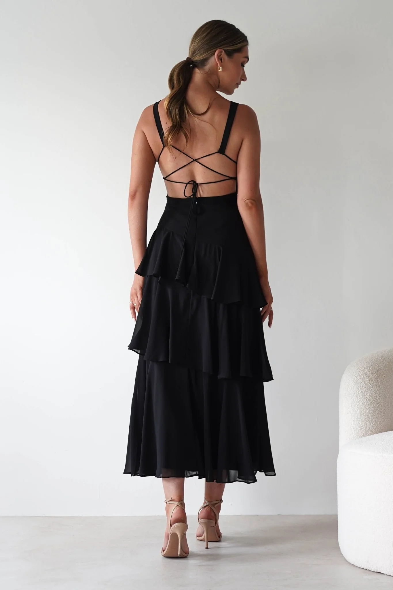 Andalusia Ruffle Maxi Dress | Black - Image 2