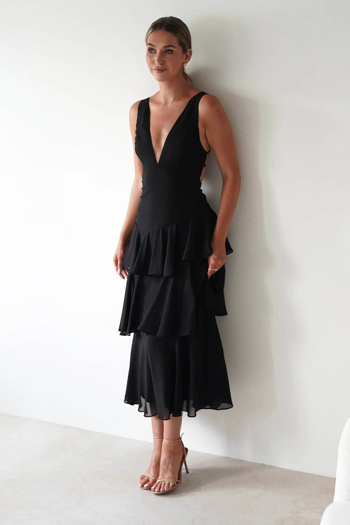 Andalusia Ruffle Maxi Dress | Black - Image 3