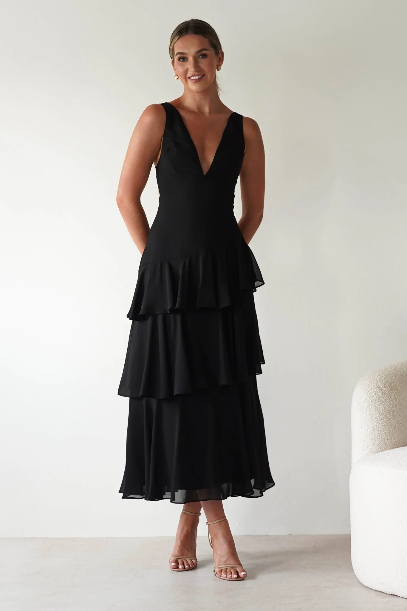 Andalusia Ruffle Maxi Dress | Black - Image 4