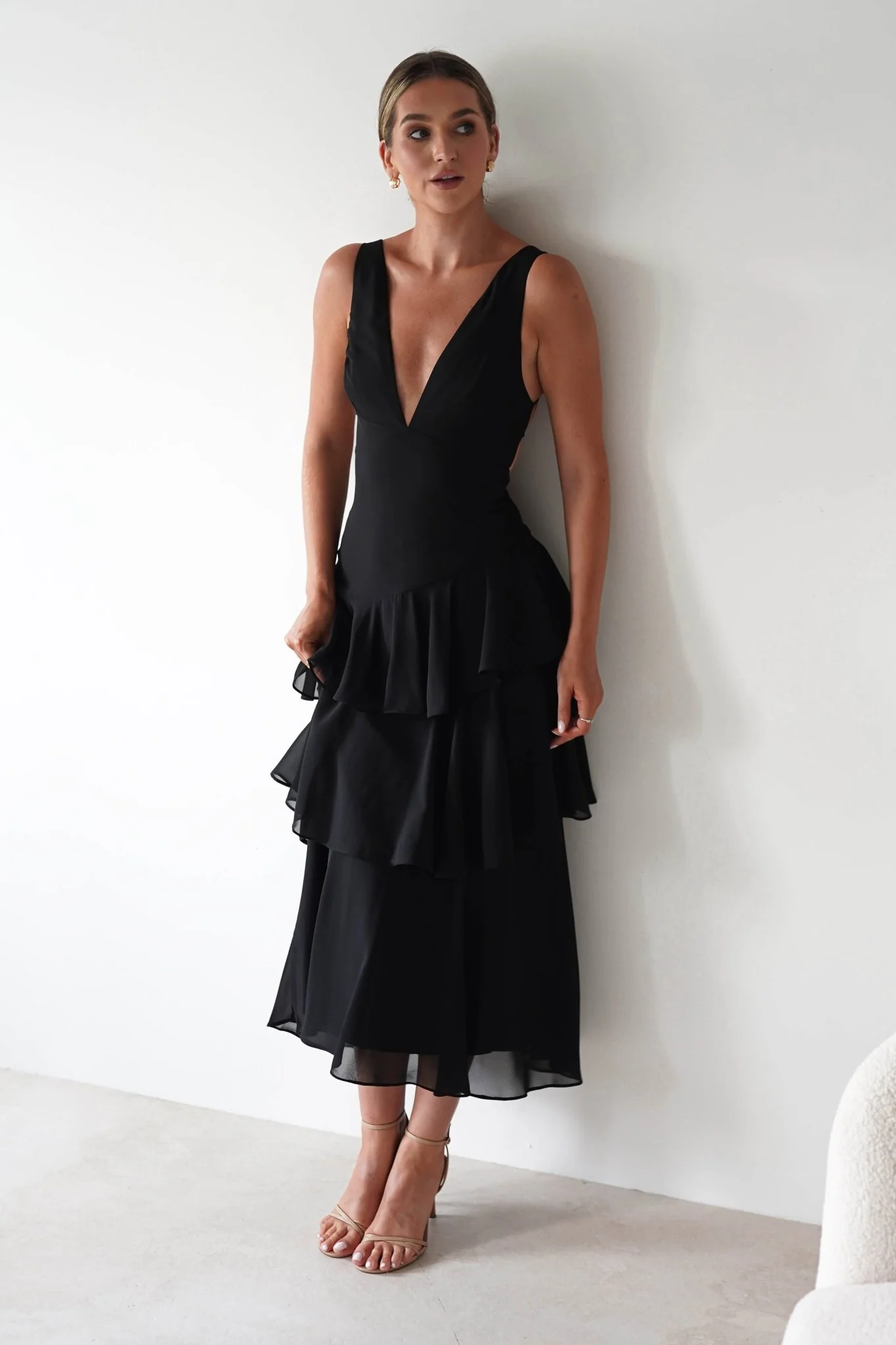 Andalusia Ruffle Maxi Dress | Black - Image 5