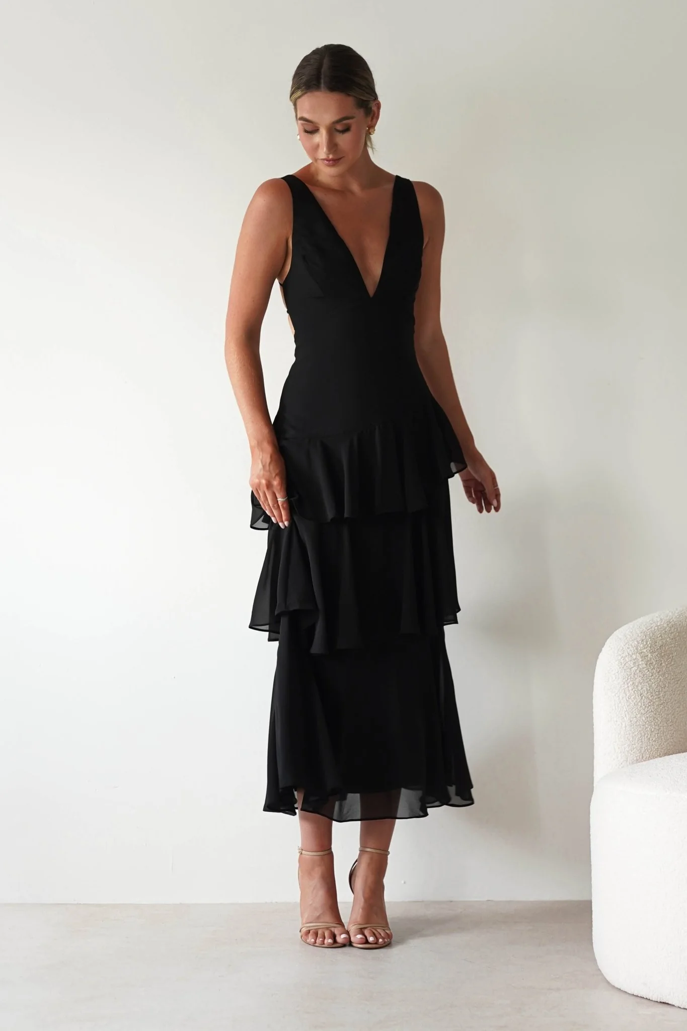 Andalusia Ruffle Maxi Dress | Black - Image 6