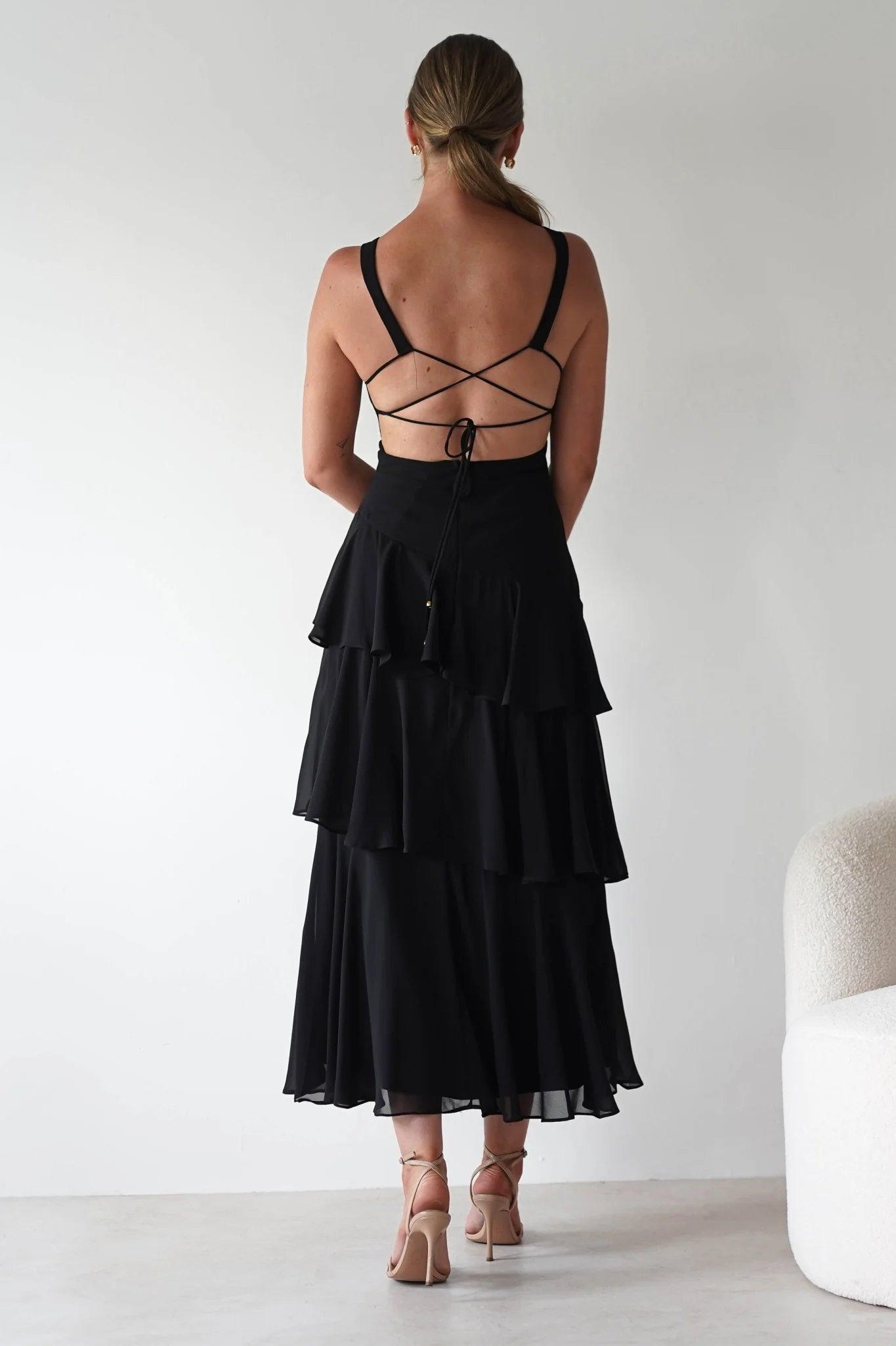 Andalusia Ruffle Maxi Dress | Black - Image 7