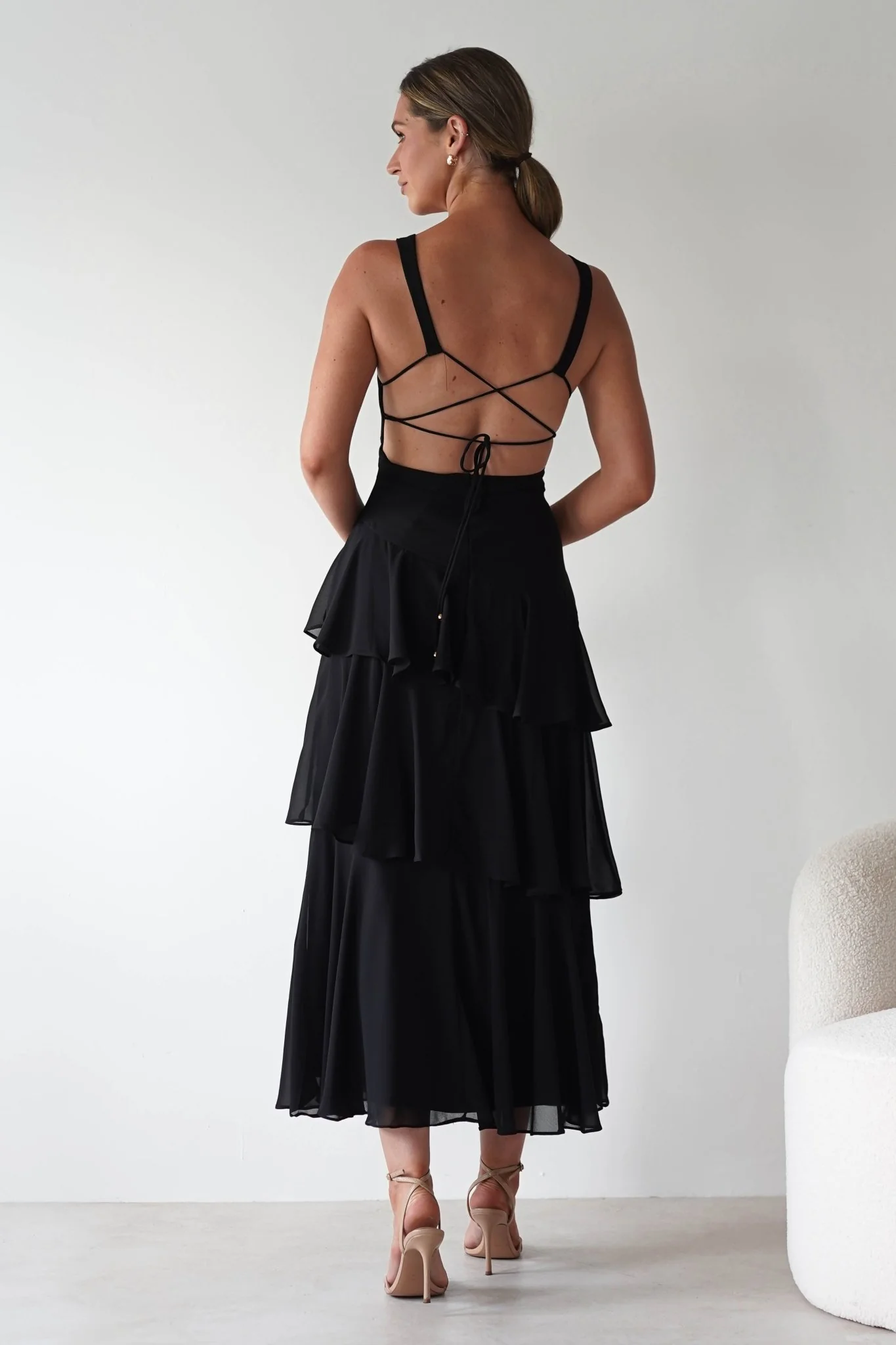 Andalusia Ruffle Maxi Dress | Black - Image 8