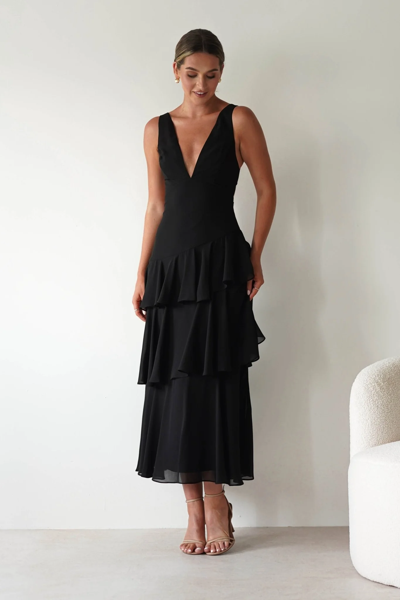 Andalusia Ruffle Maxi Dress | Black - Image 9