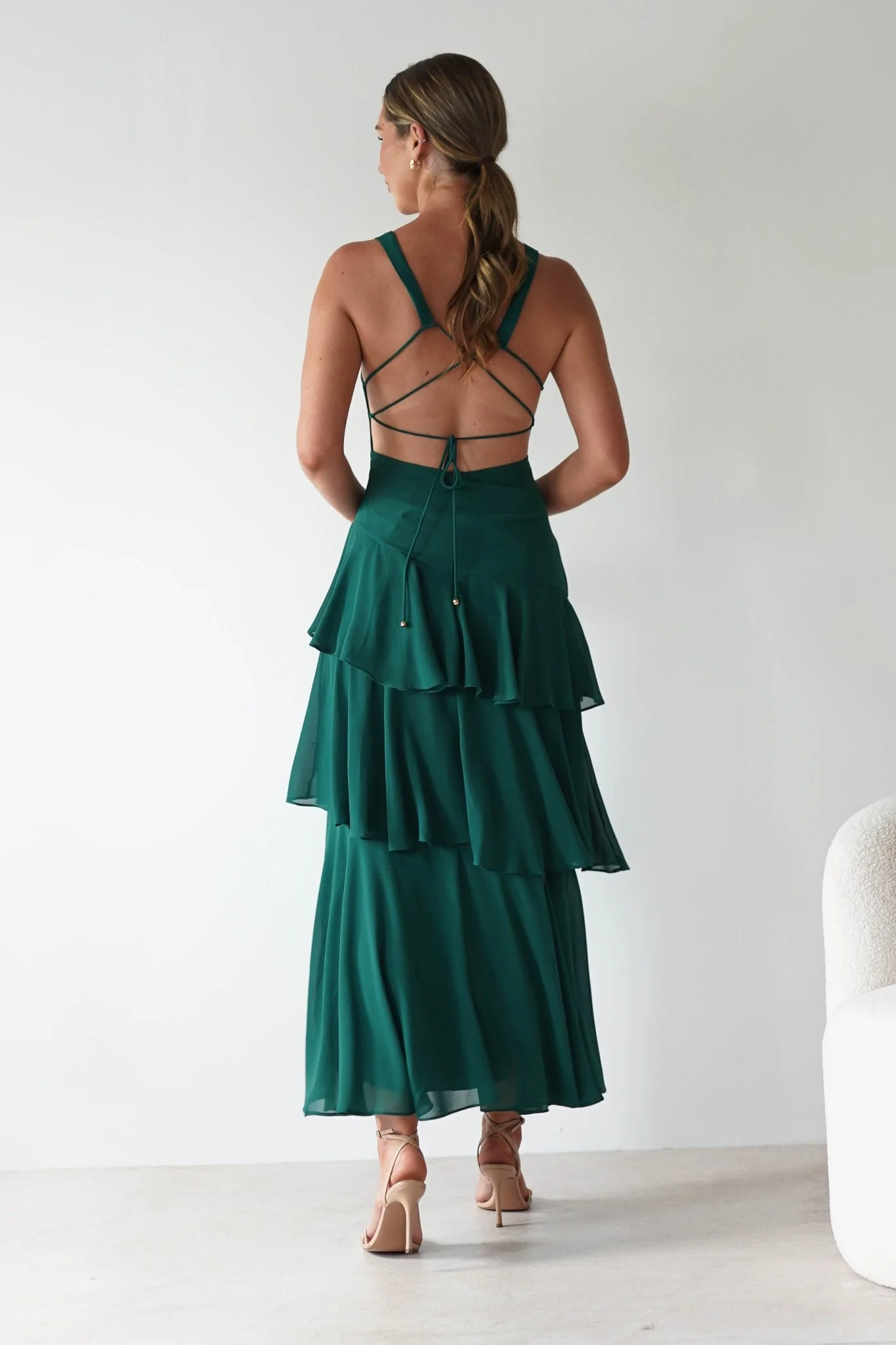 Andalusia Ruffle Maxi Dress | Forest Green - Image 4
