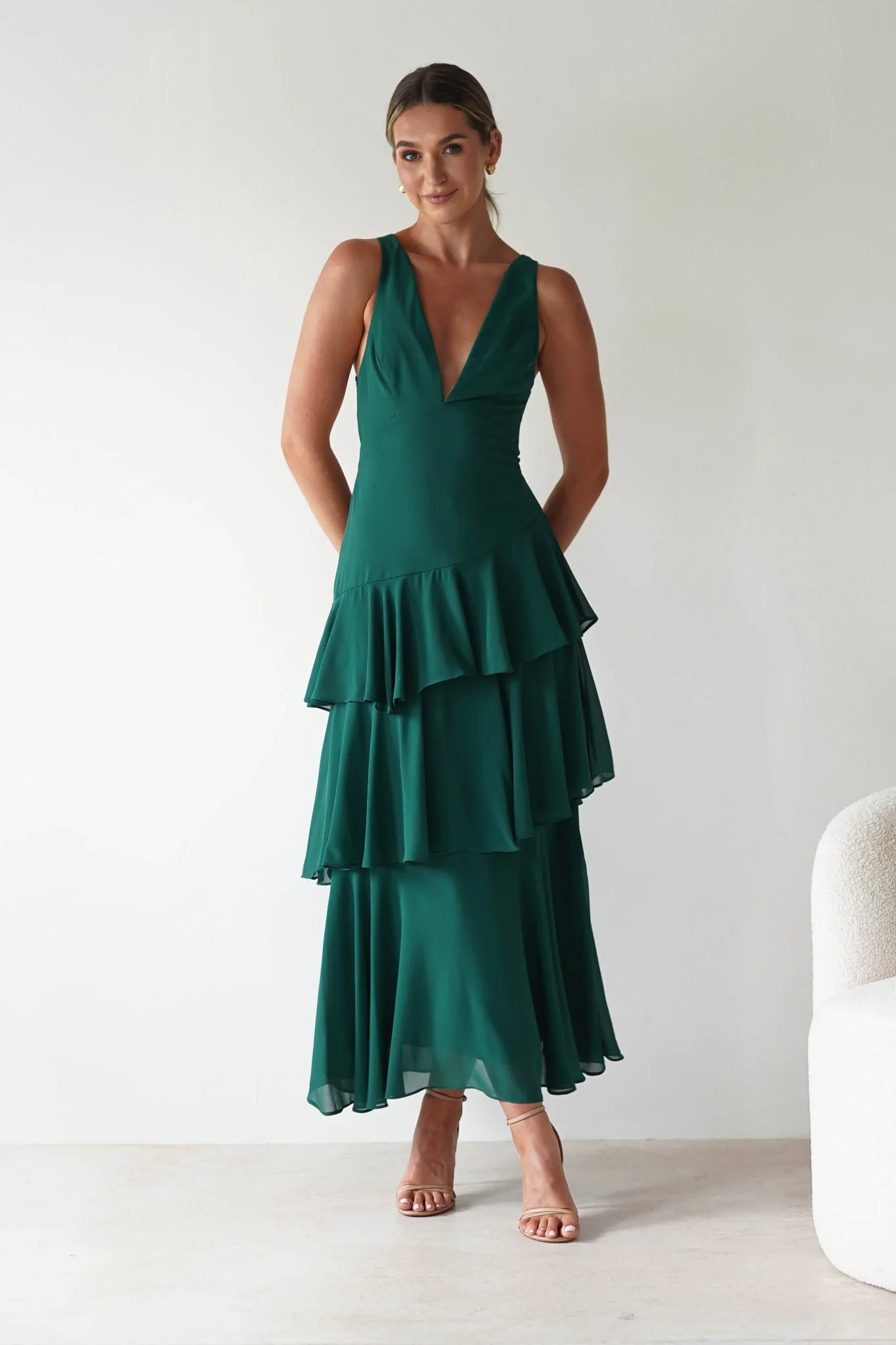 Andalusia Ruffle Maxi Dress | Forest Green - Image 5