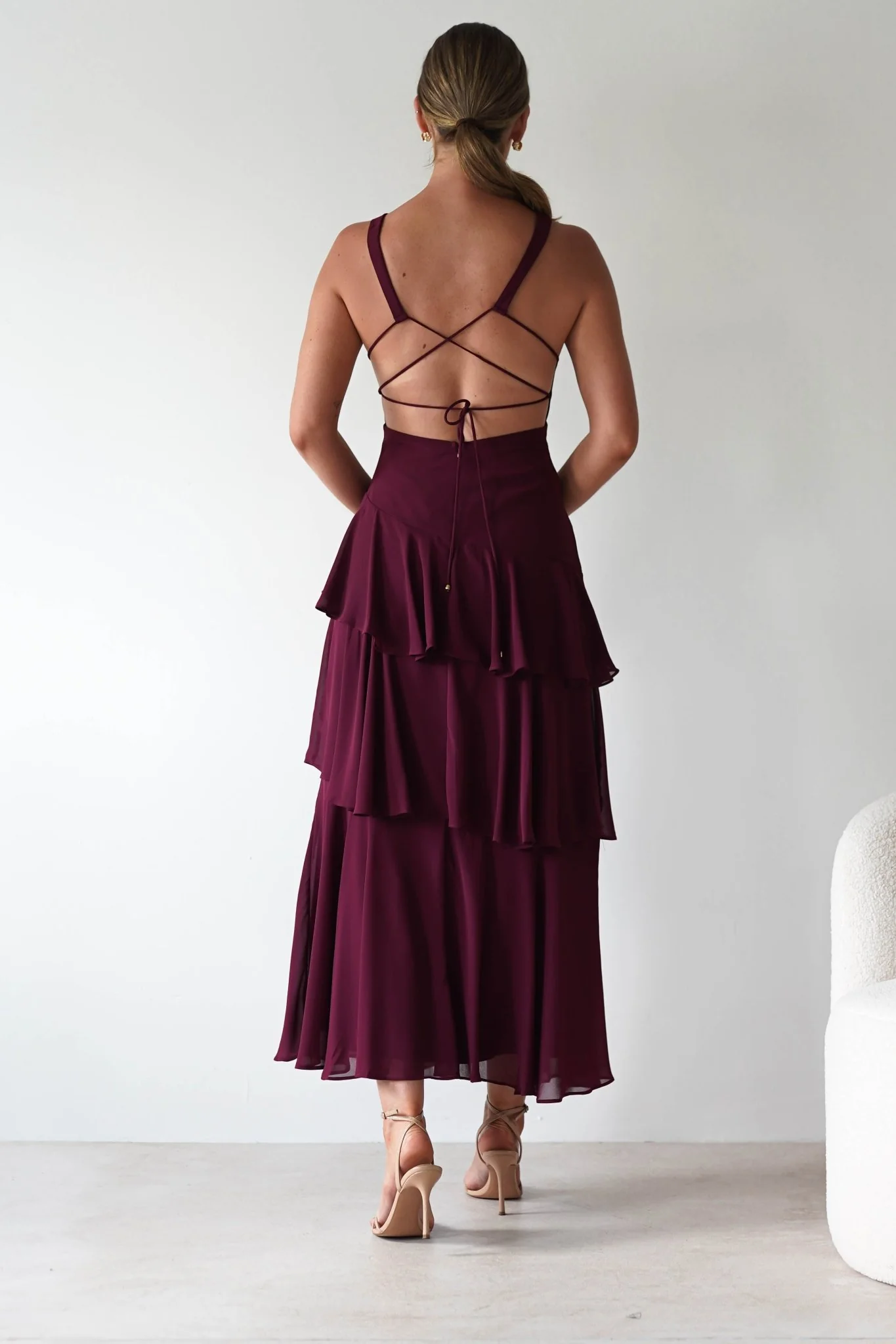 Andalusia Ruffle Maxi Dress | Wine - Image 7