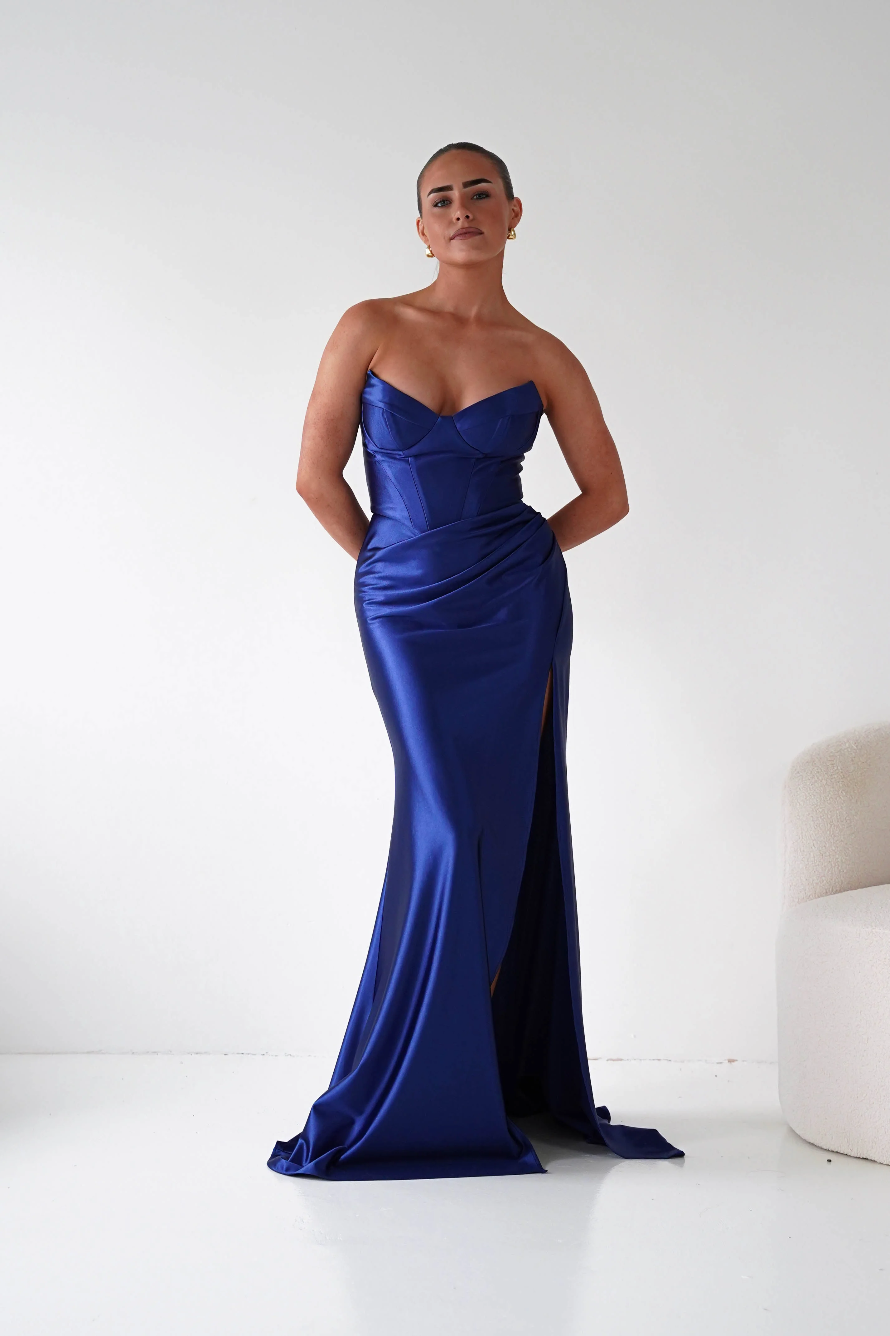 Ashley Strapless Bodycon Gown | Navy