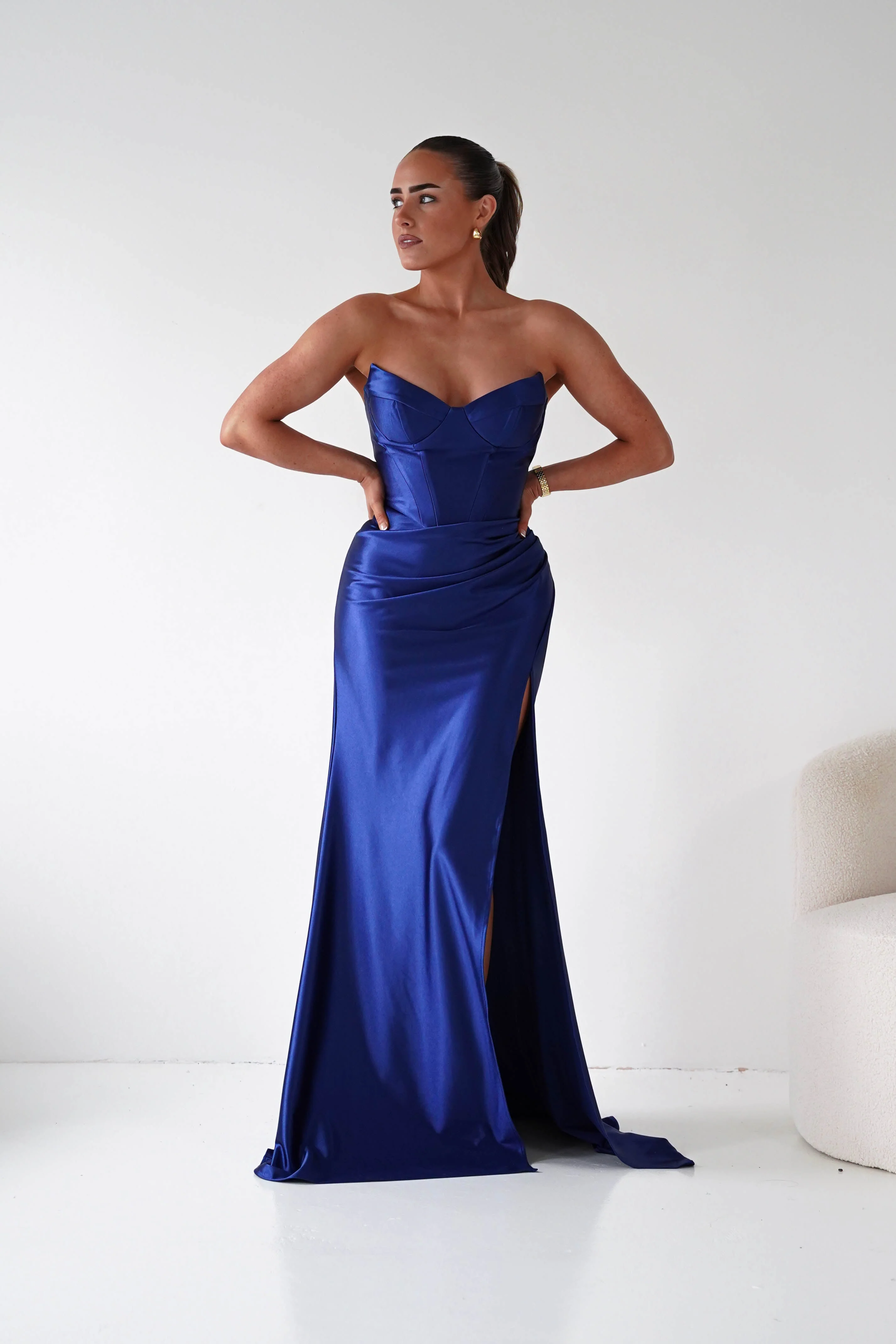 Ashley Strapless Bodycon Gown | Navy - Image 10