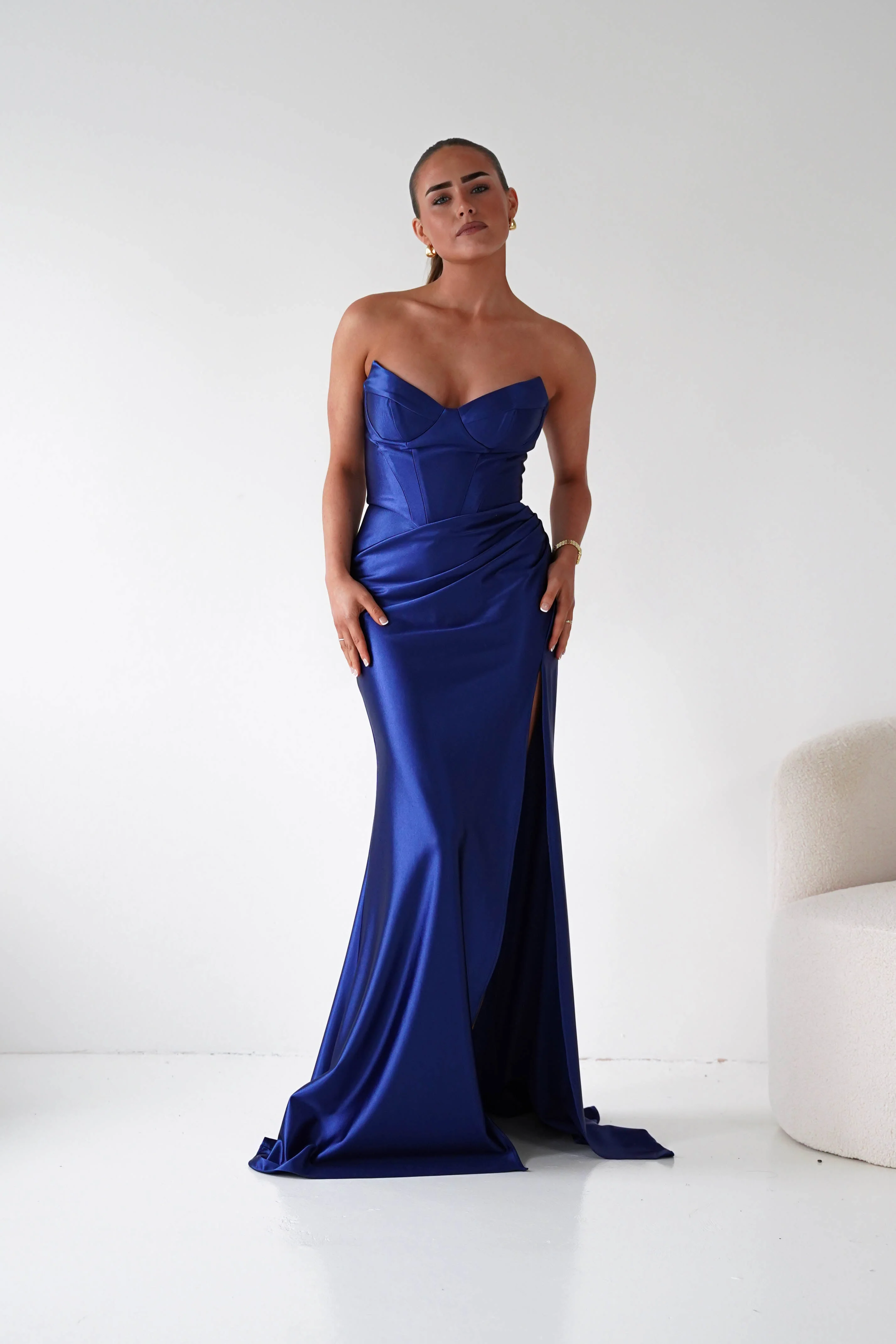 Ashley Strapless Bodycon Gown | Navy - Image 3