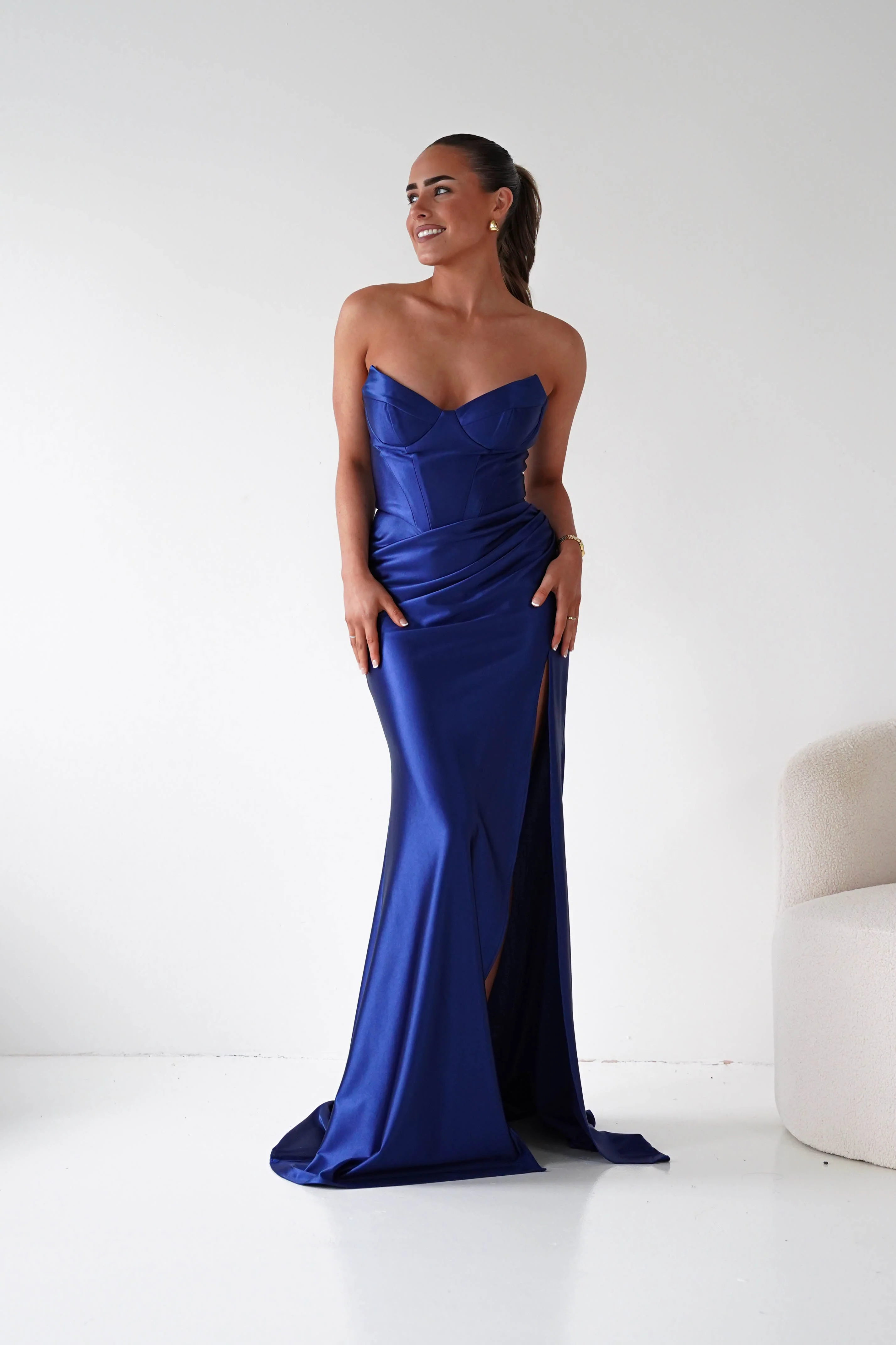 Ashley Strapless Bodycon Gown | Navy - Image 8