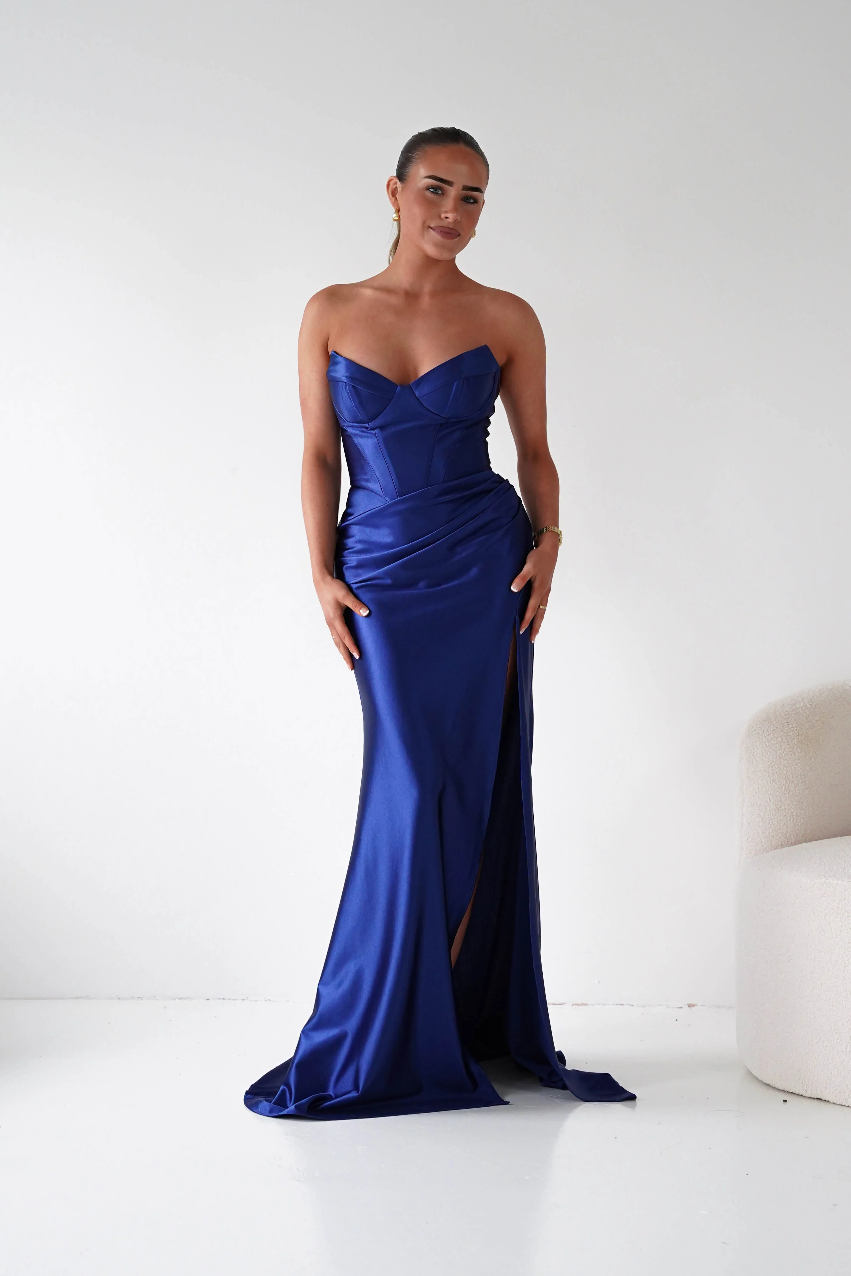 Ashley Strapless Bodycon Gown | Navy - Image 9
