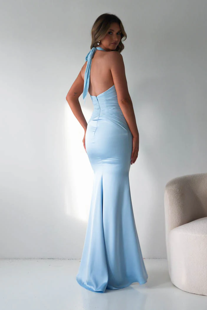 Austin Bodycon Halterneck Maxi Dress | Light Blue - Image 6