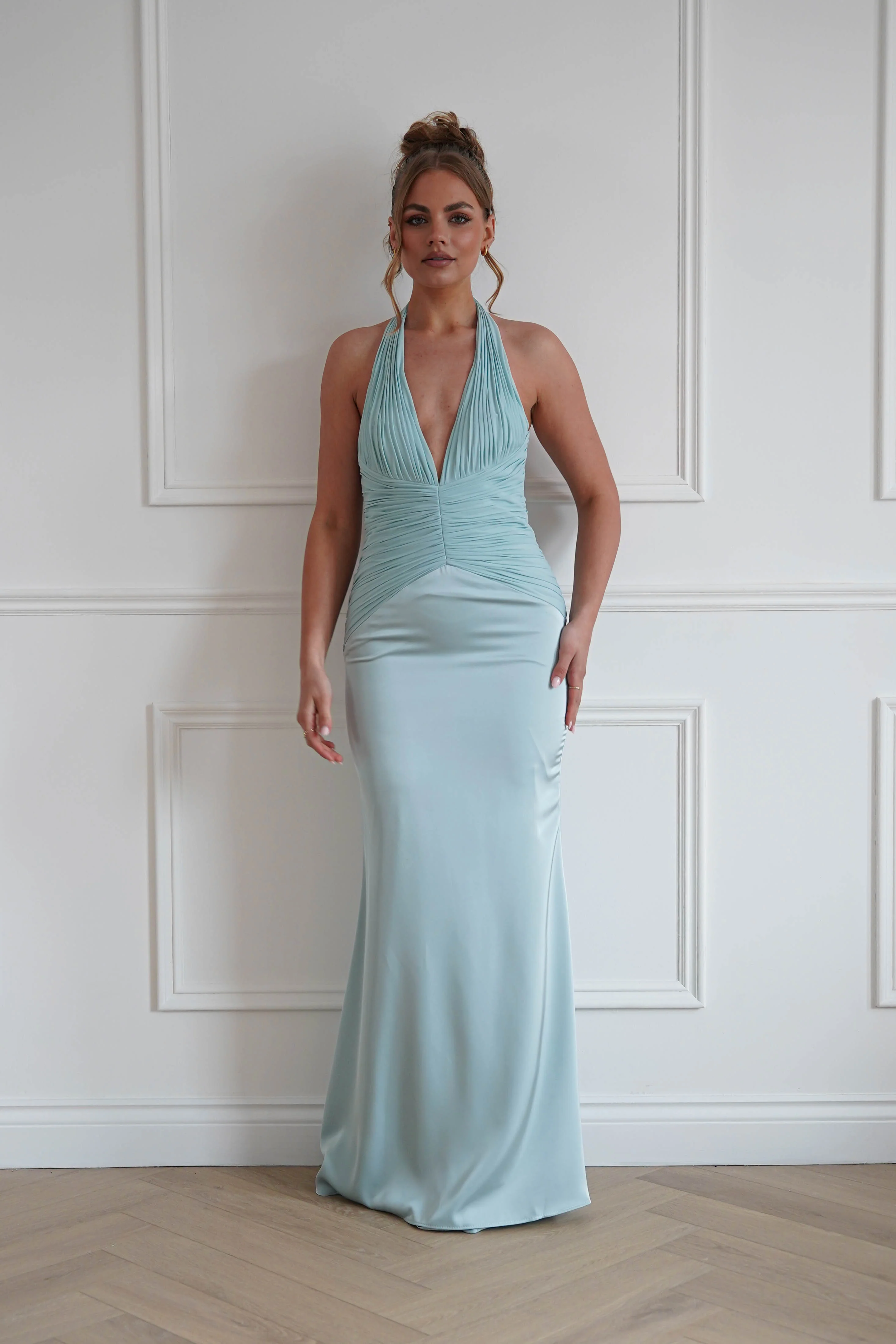 Austin Bodycon Halterneck Maxi Dress | Mint - Image 8