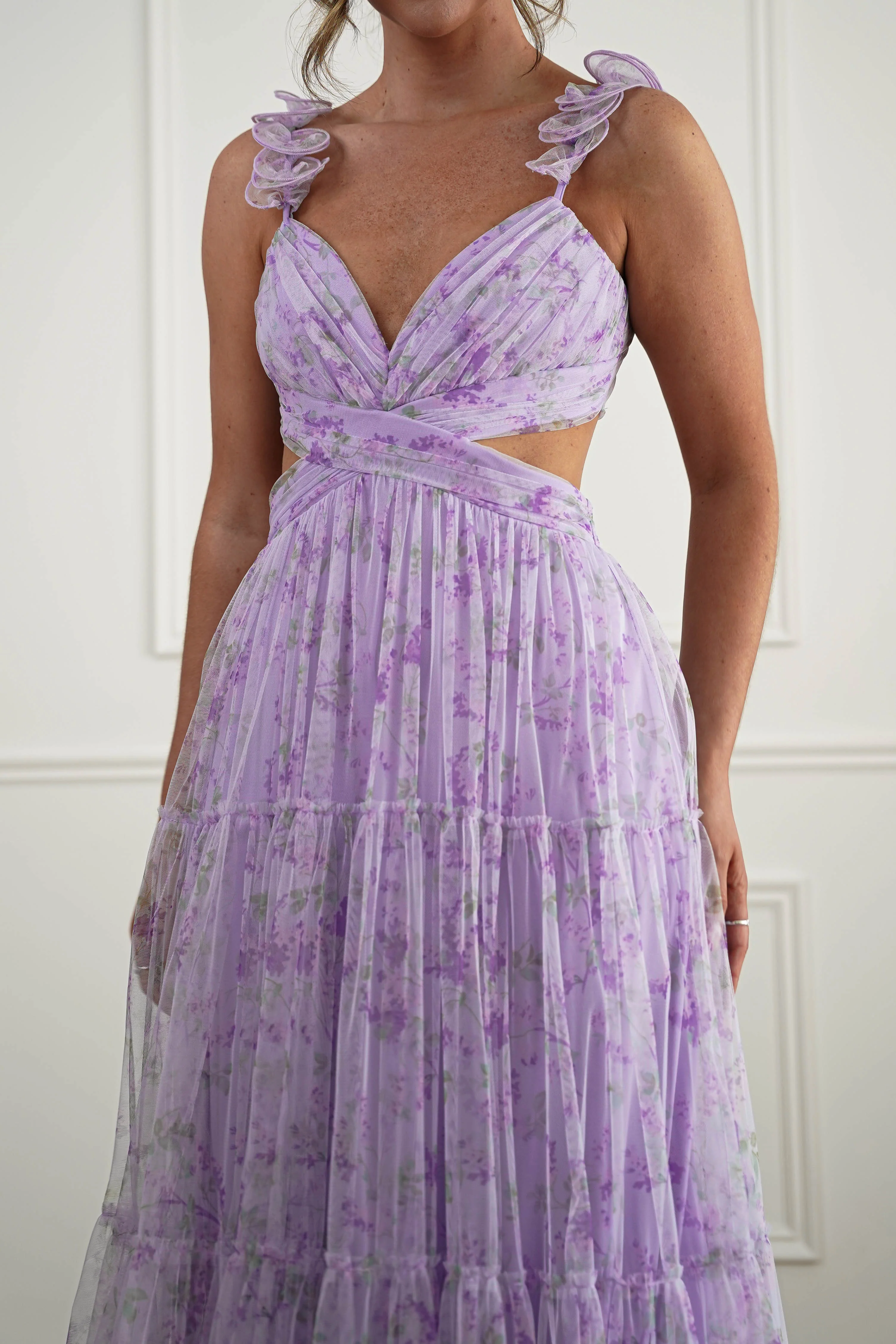 Bethel Floral Tulle Maxi Dress | Lavender - Image 5