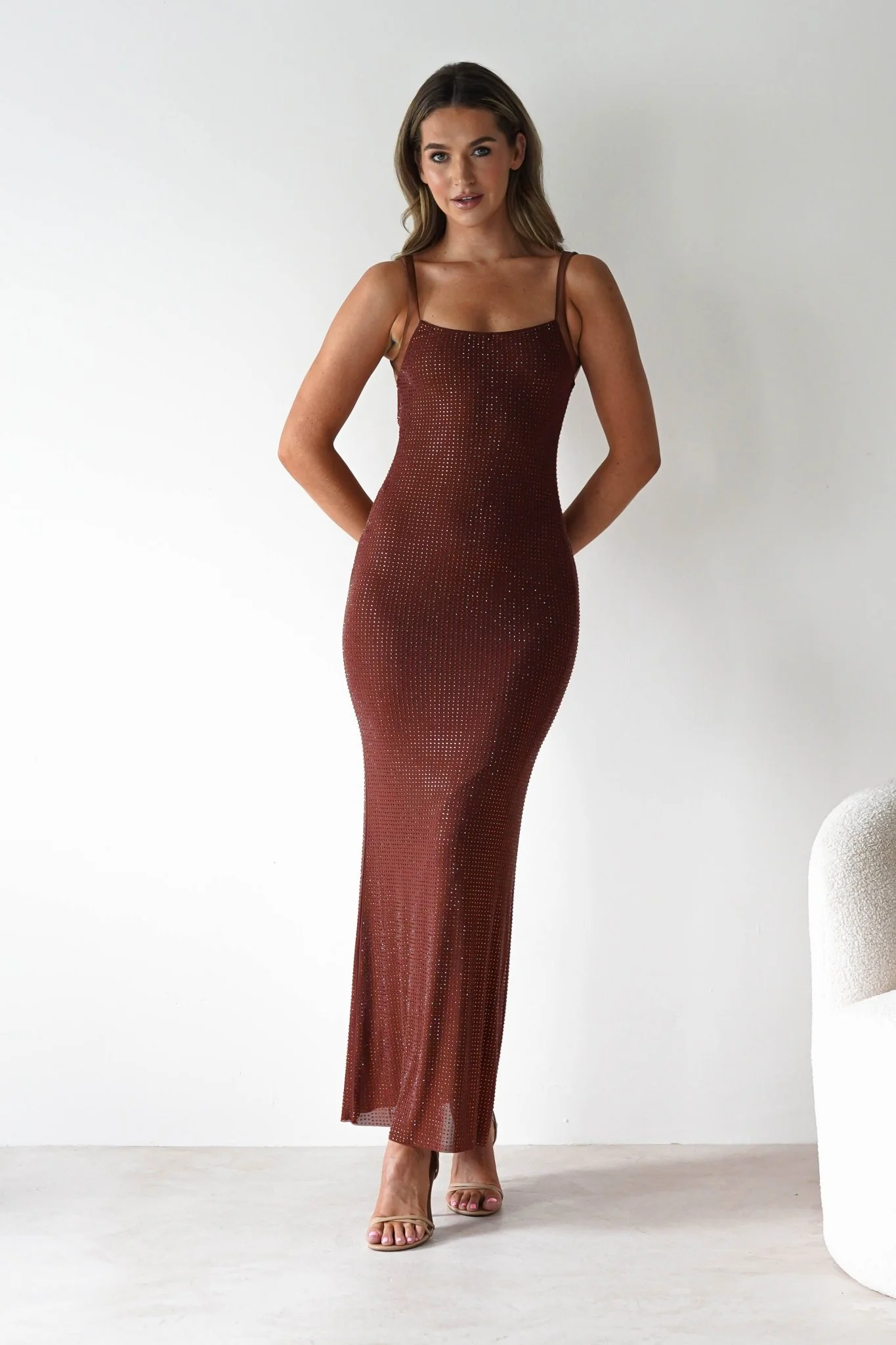 Billini Bodycon Backless Maxi Dress | Brown - Image 10