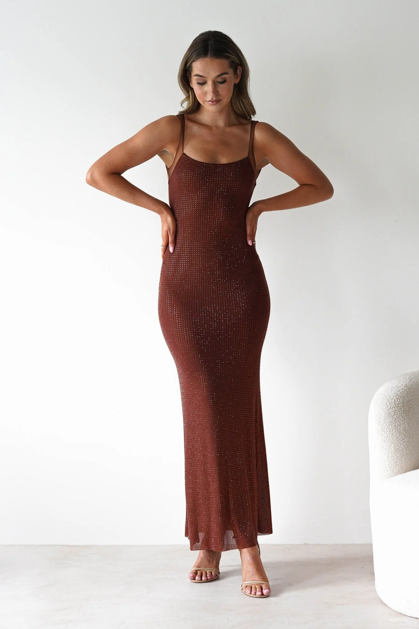 Billini Bodycon Backless Maxi Dress | Brown - Image 13