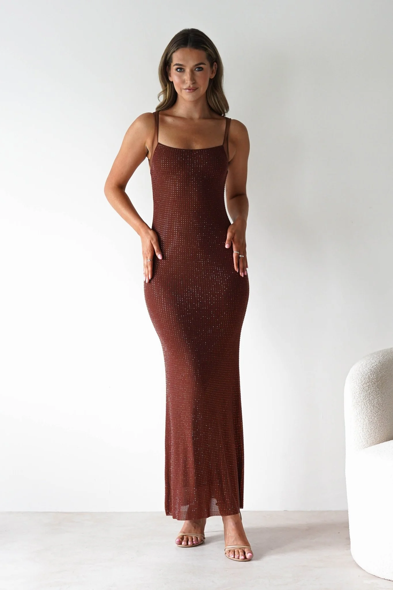 Billini Bodycon Backless Maxi Dress | Brown - Image 3