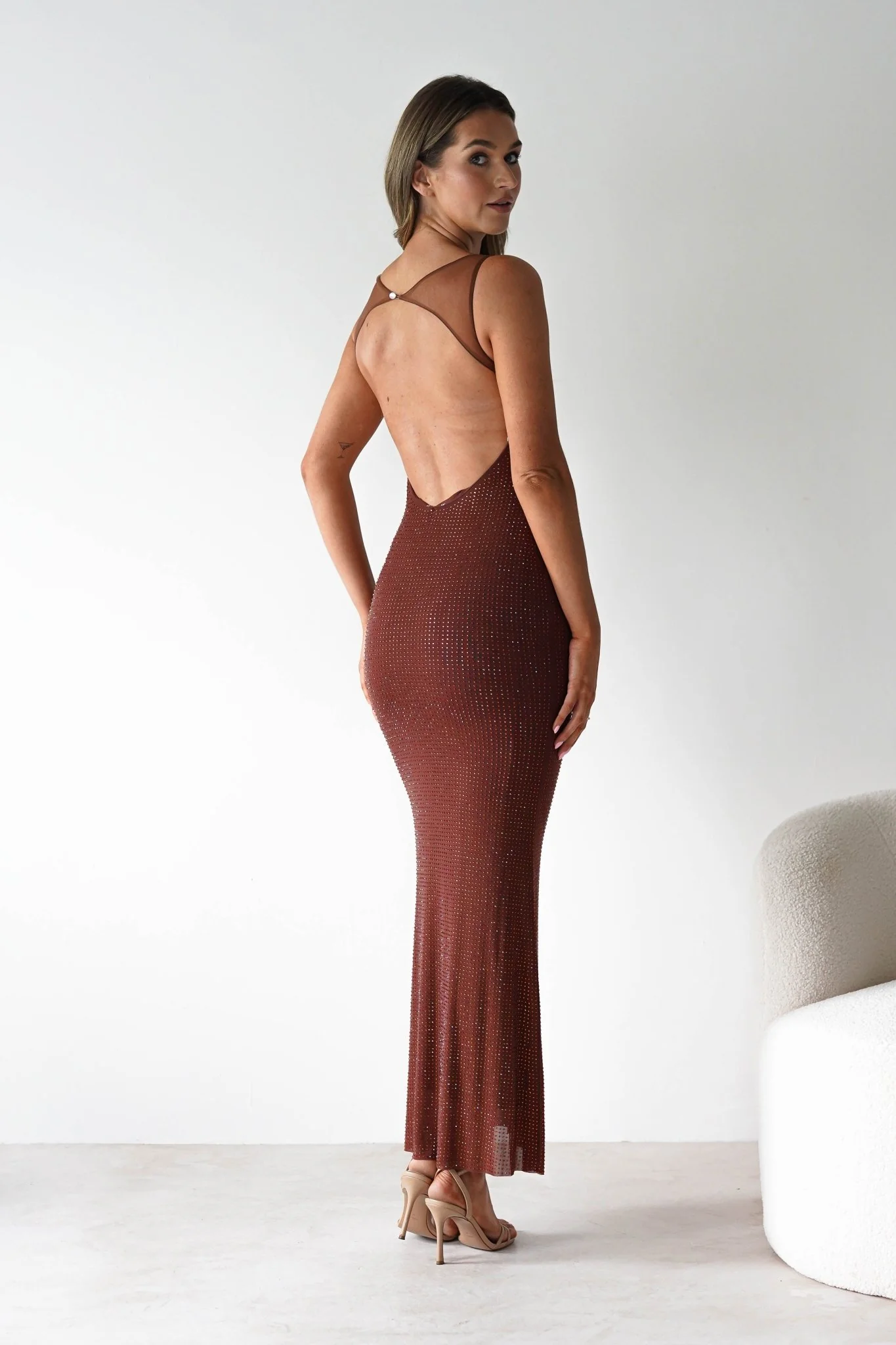 Billini Bodycon Backless Maxi Dress | Brown - Image 8