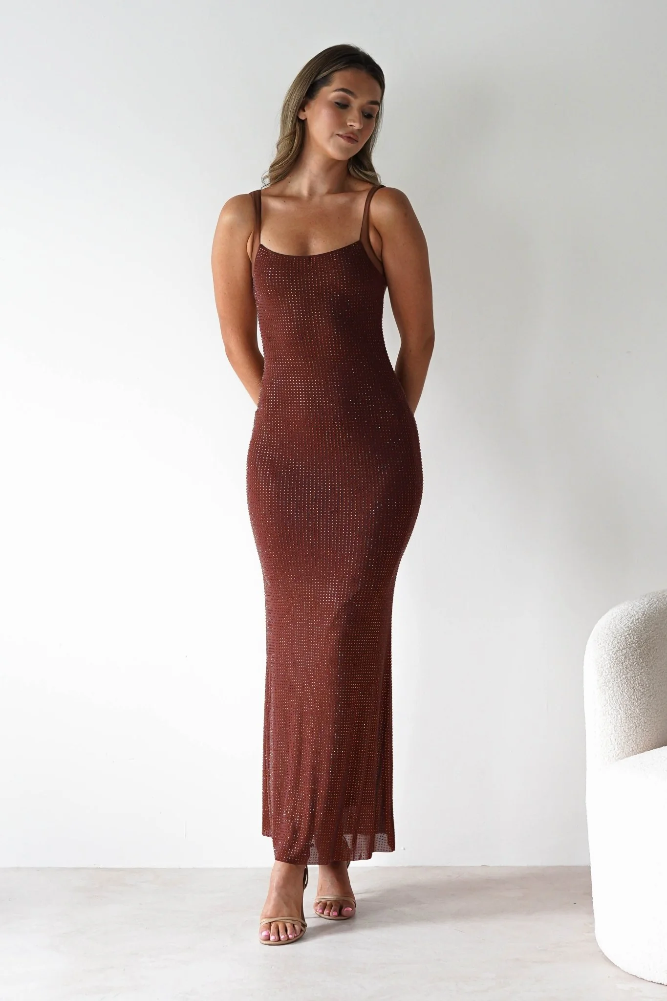 Billini Bodycon Backless Maxi Dress | Brown - Image 9