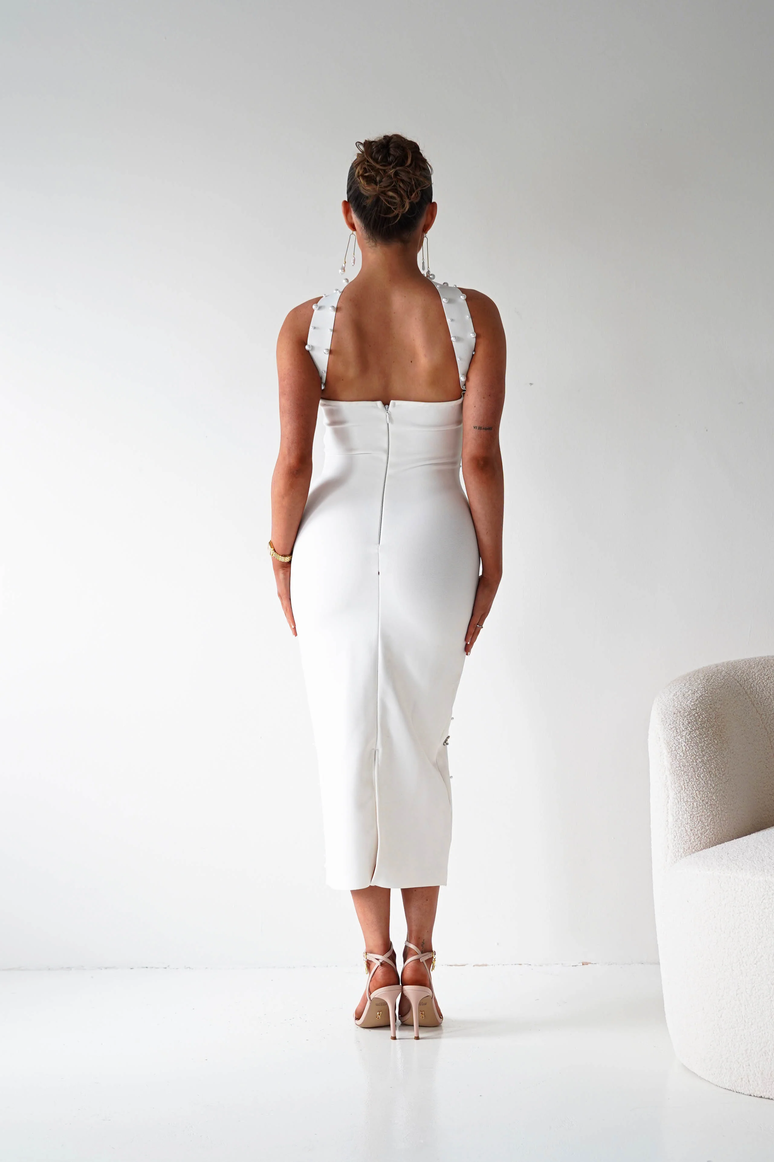 Blayke Bodycon Bandage Midi Dress | White - Image 10