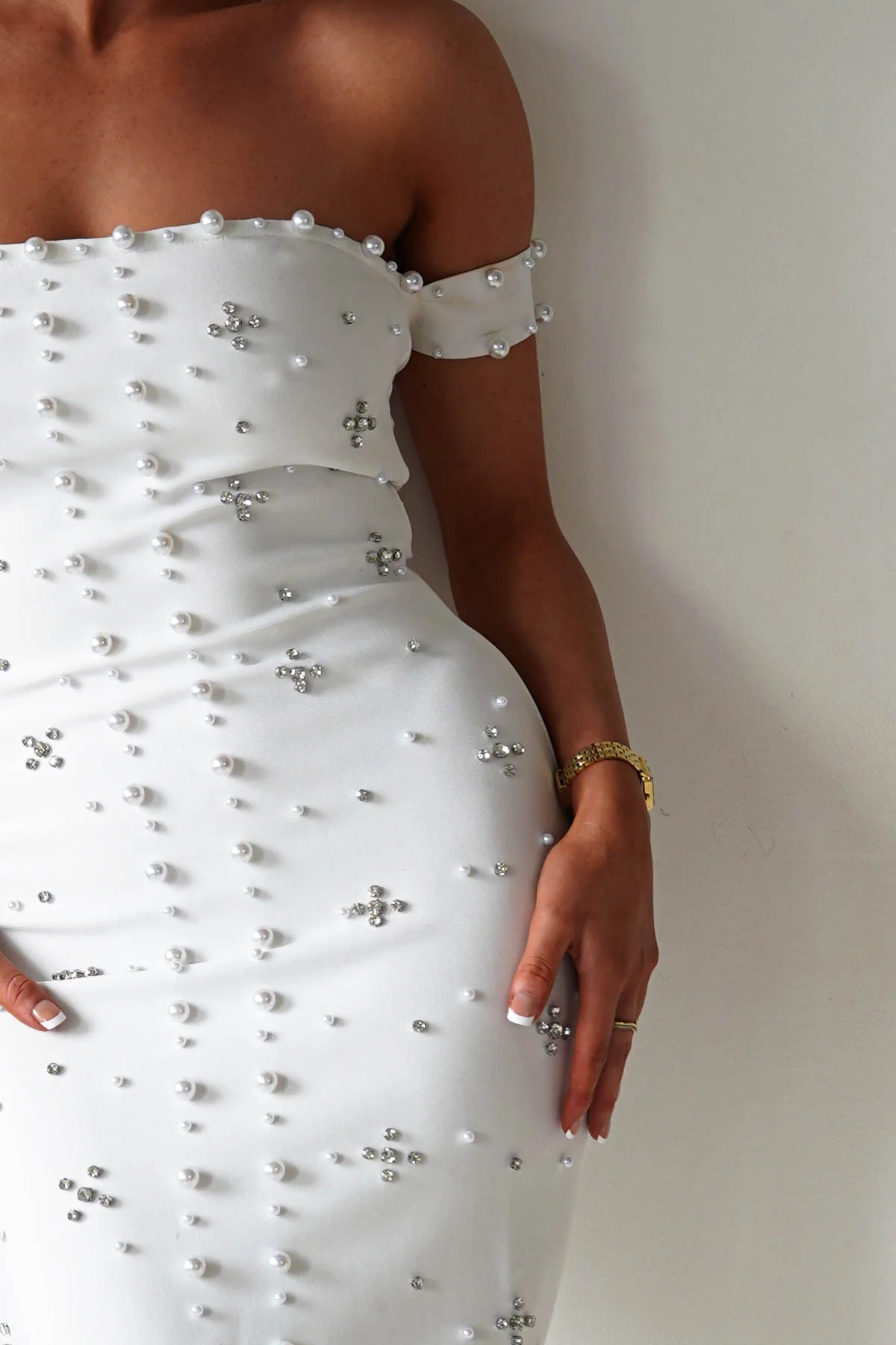 Blayke Bodycon Bandage Midi Dress | White - Image 16