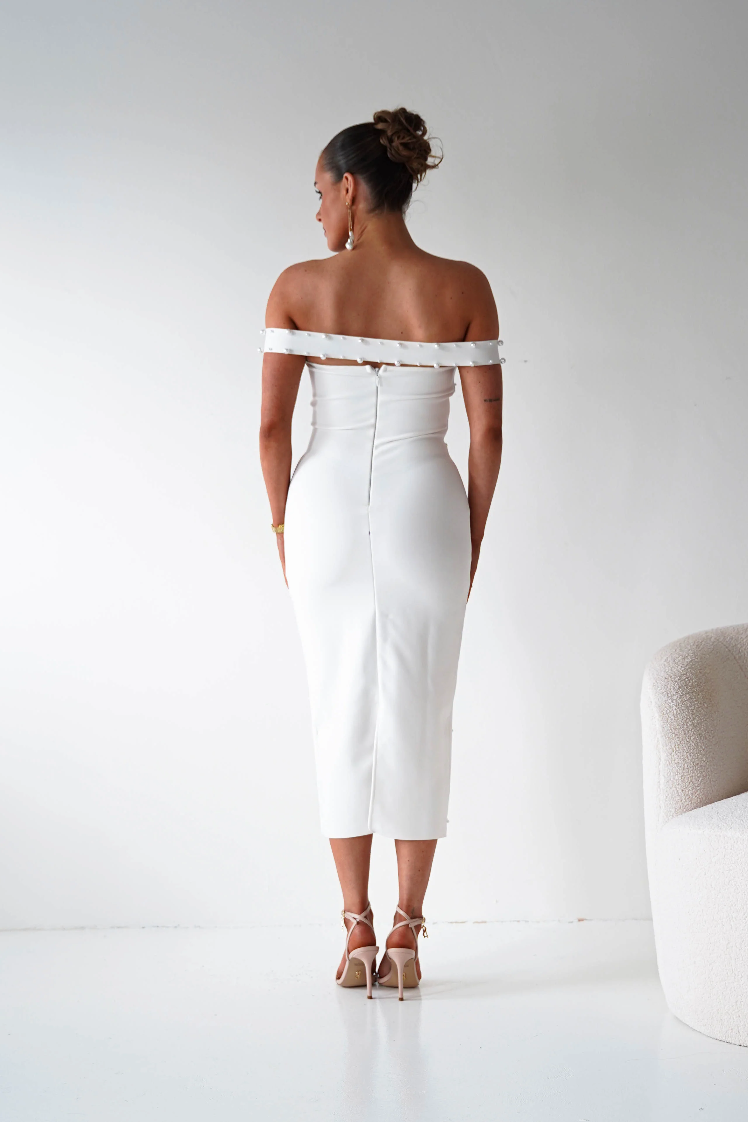 Blayke Bodycon Bandage Midi Dress | White - Image 8