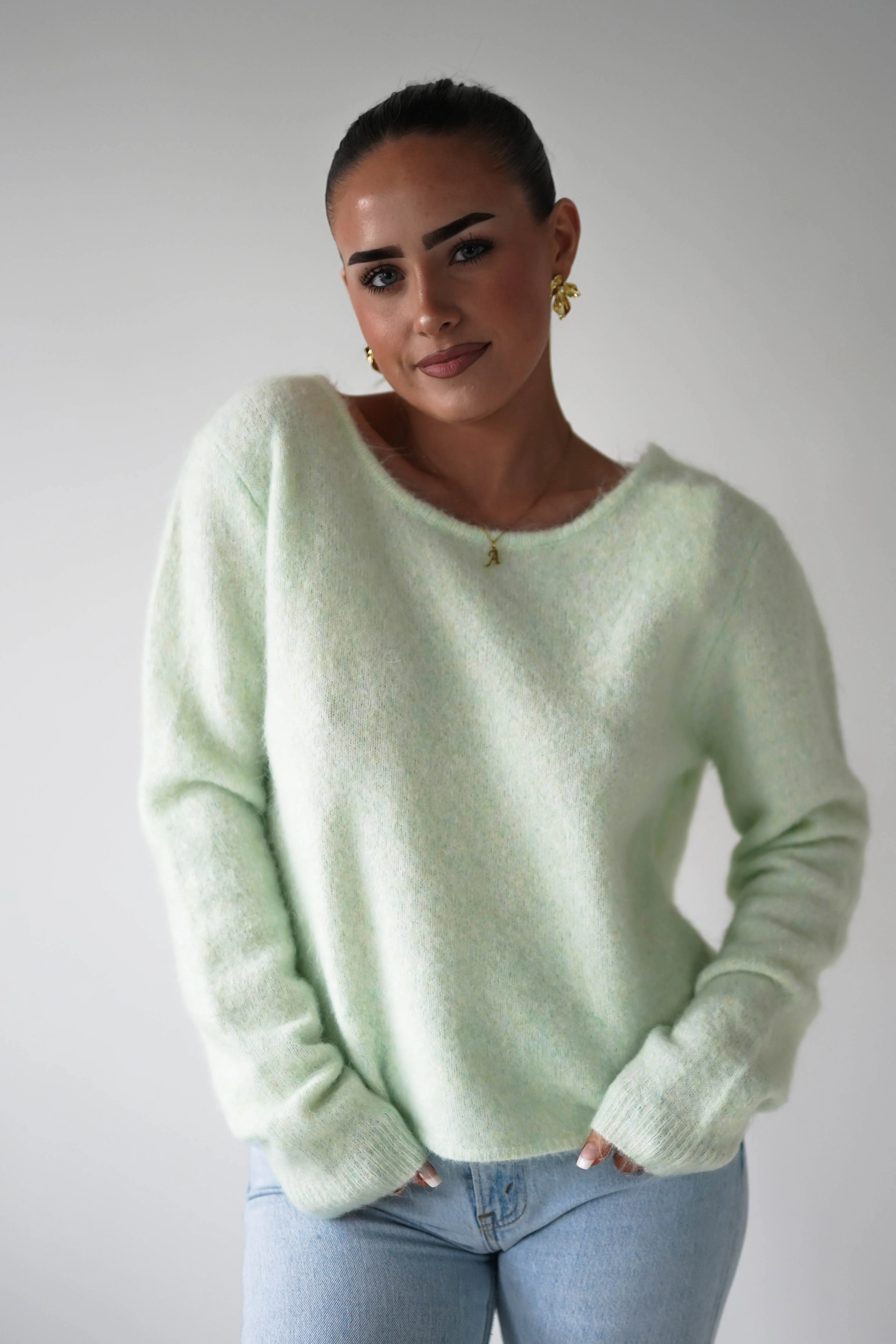 Bree Bow Back Detail Knit Jumper | Green - Image 2