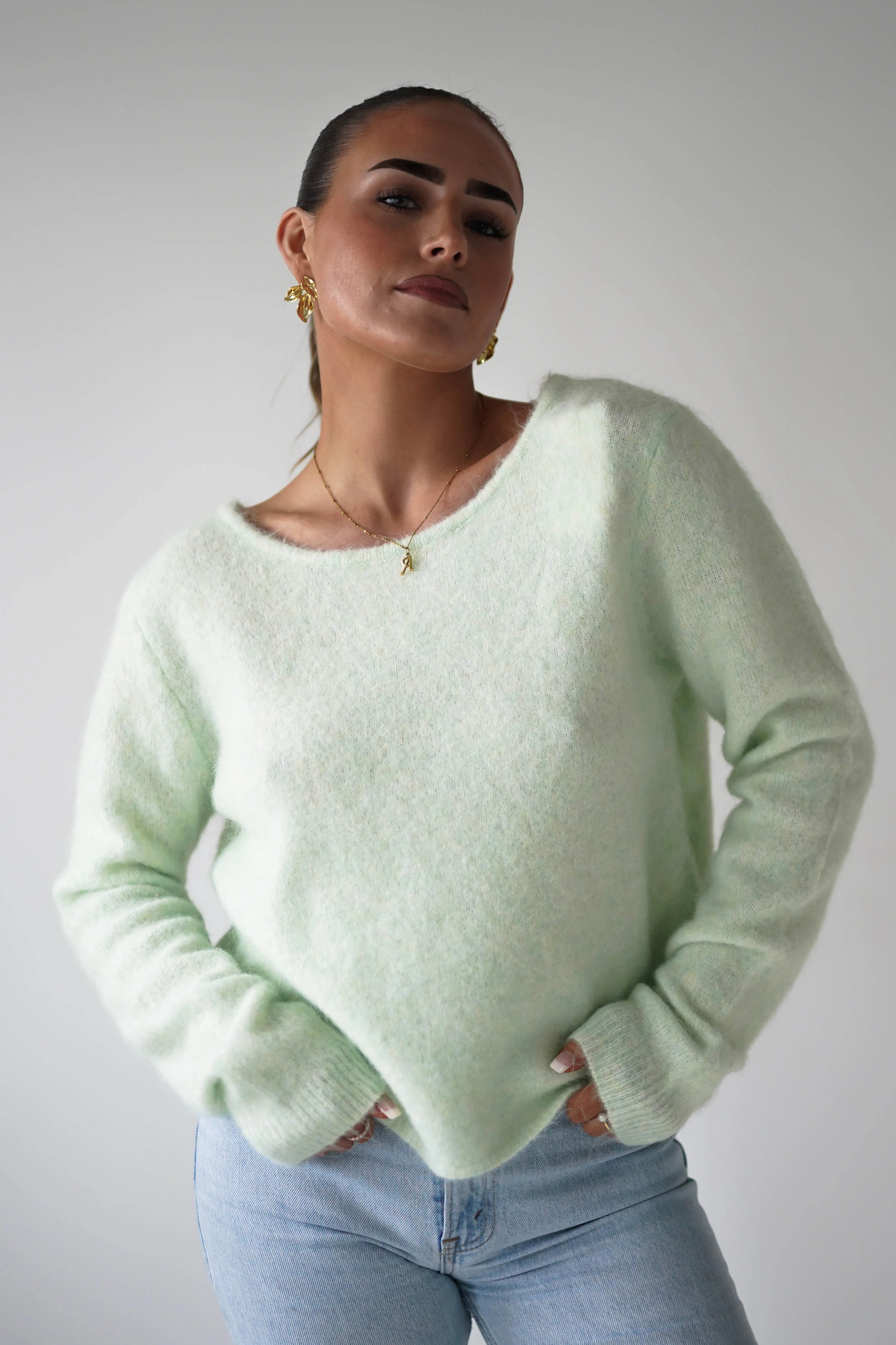 Bree Bow Back Detail Knit Jumper | Green - Image 7