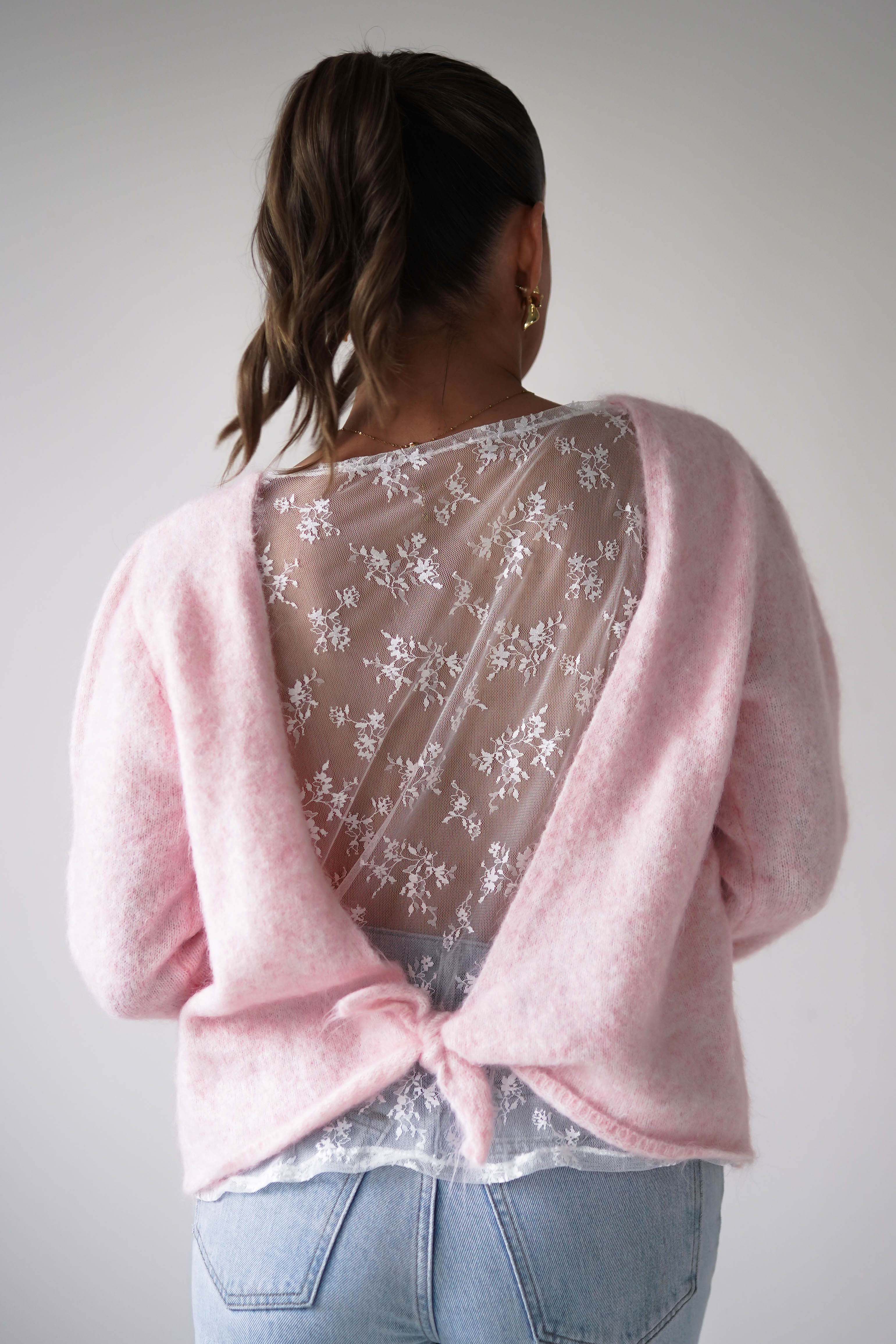 Bree Bow Back Detail Knit Jumper | Pink - Image 3