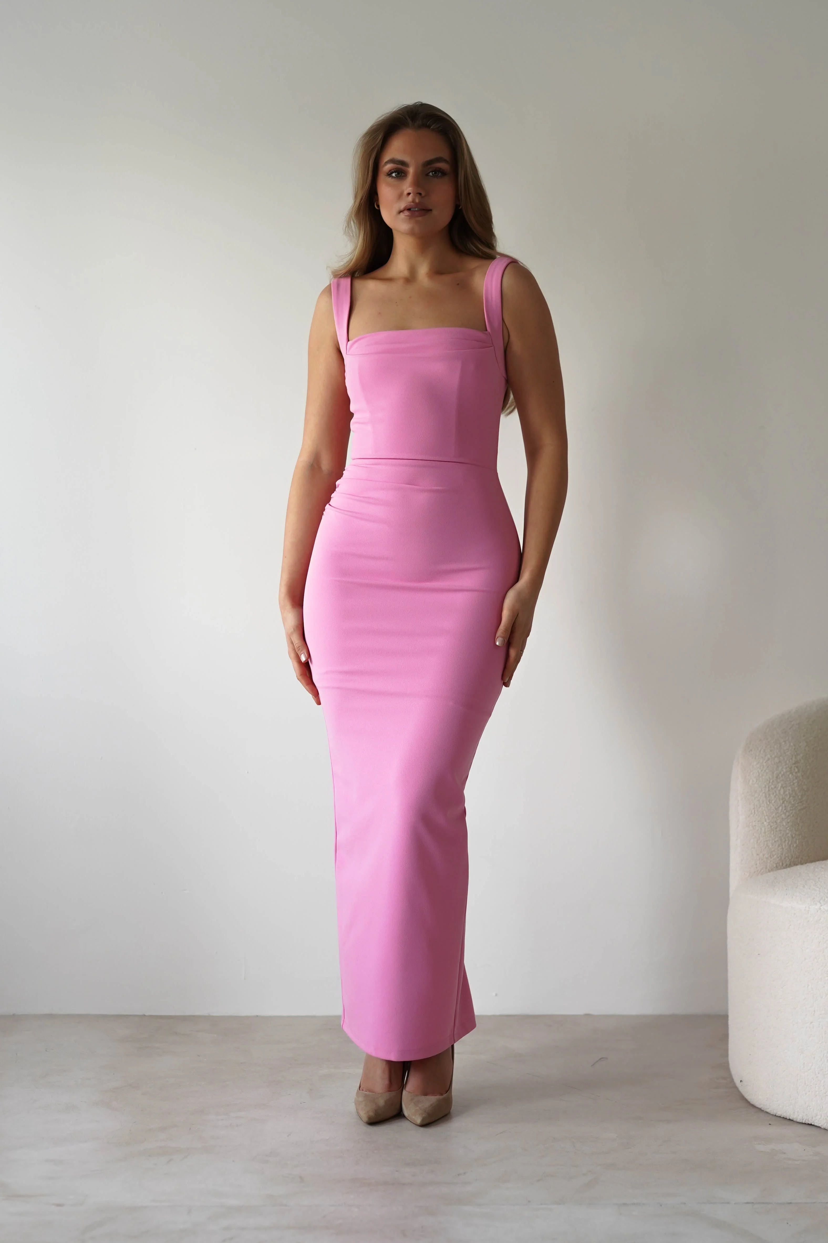 Brooke Square Neck Maxi Dress | Pink - Image 2