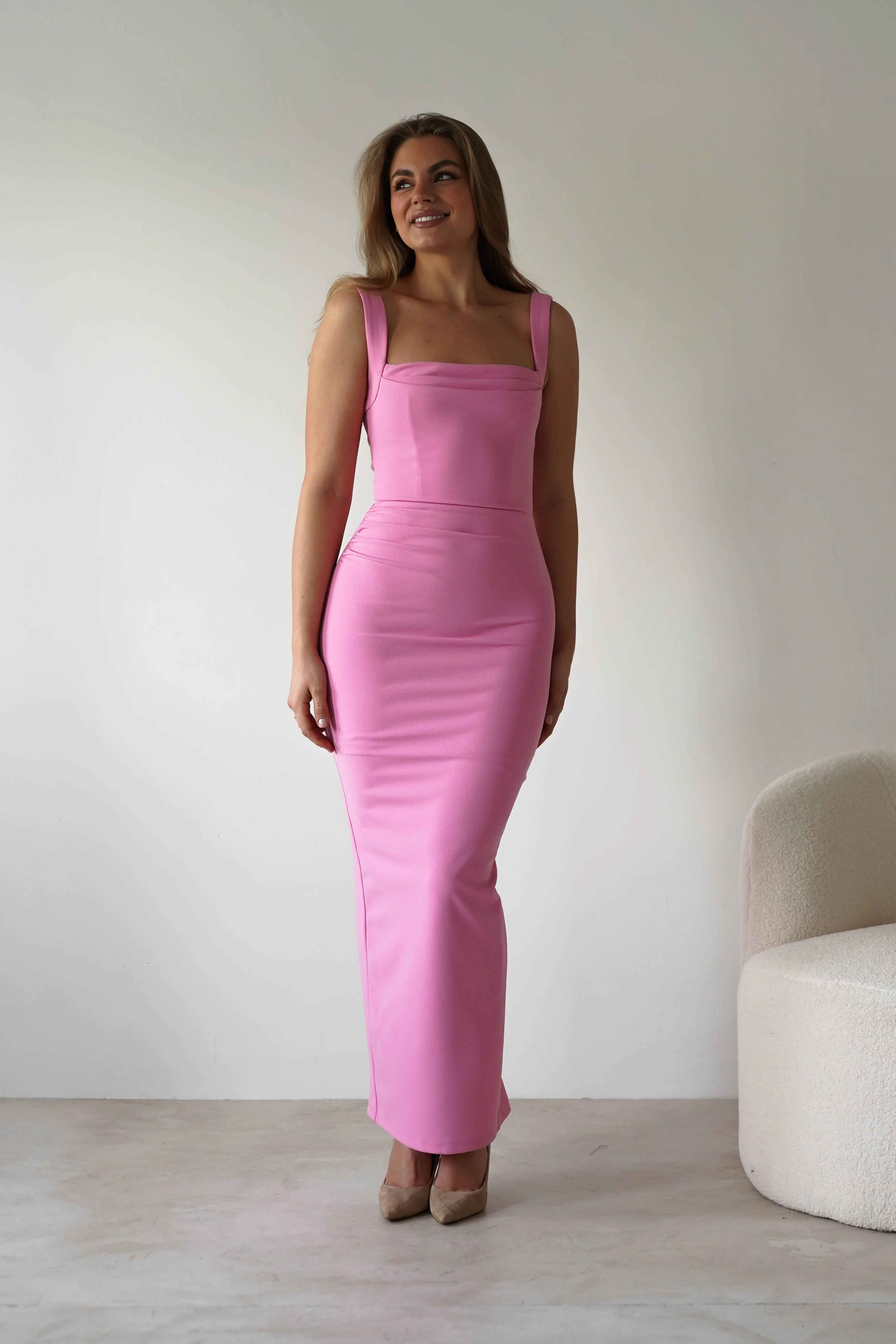 Brooke Square Neck Maxi Dress | Pink - Image 3