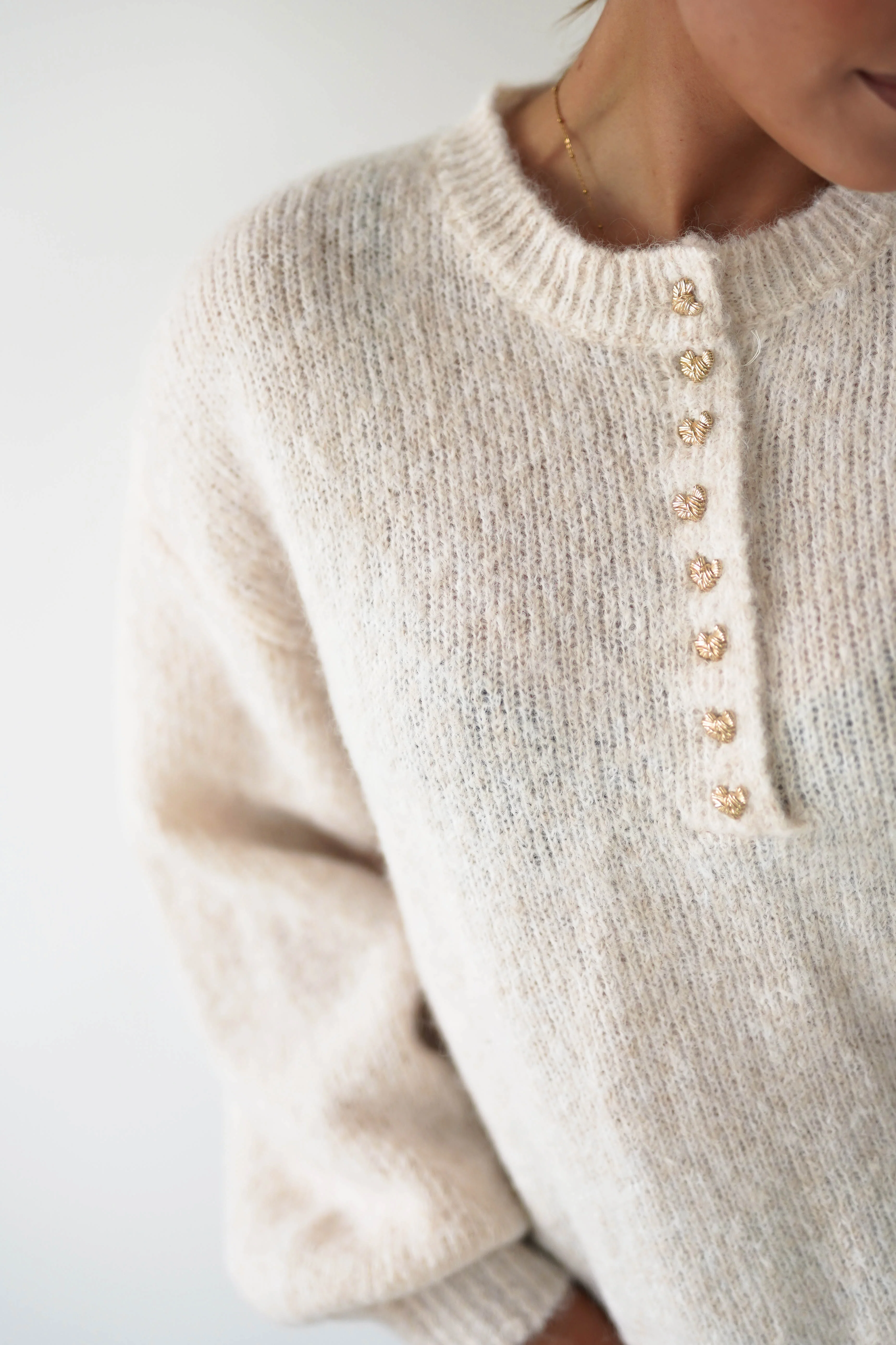 Calix Button Detail Knit Jumper | Beige - Image 2