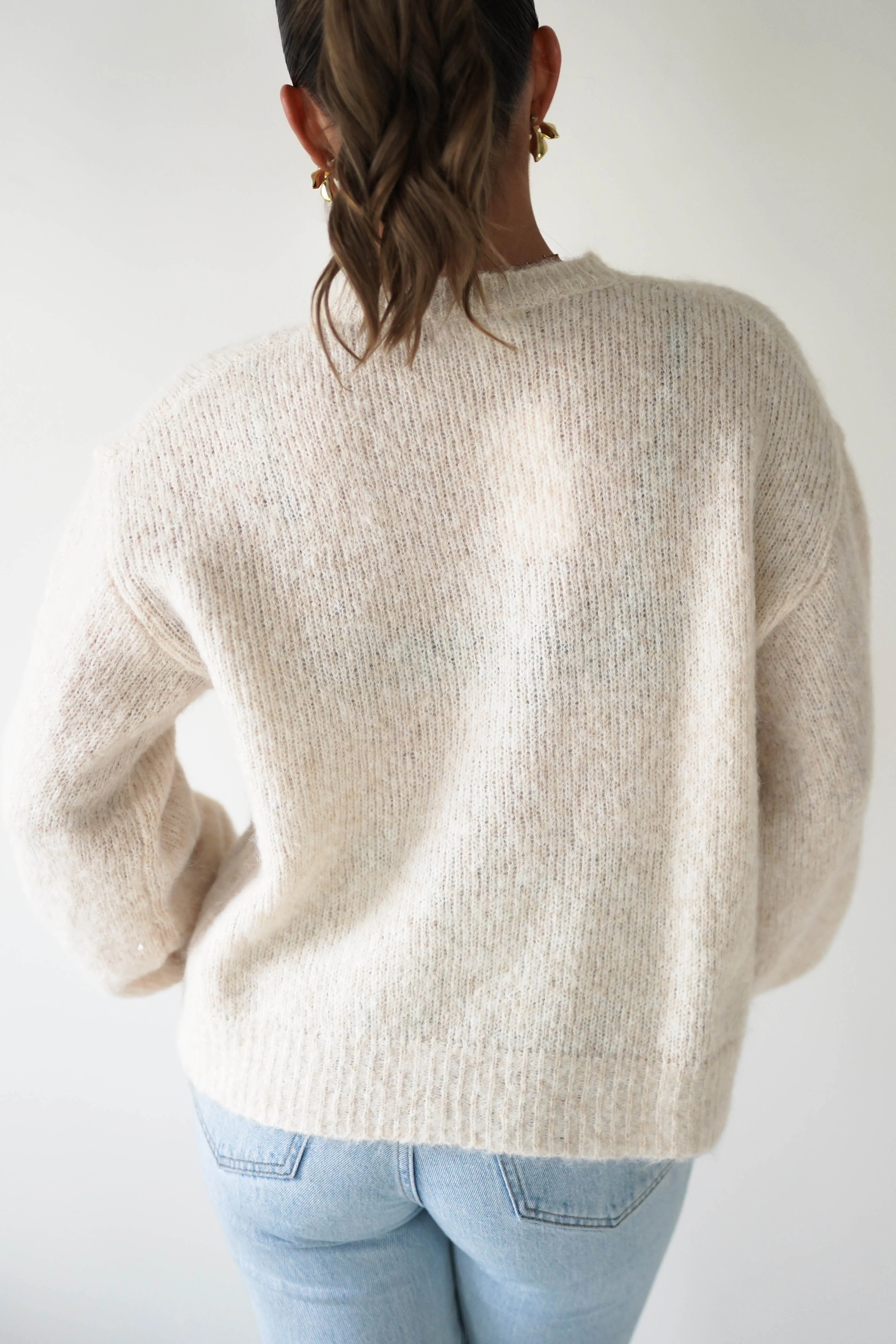 Calix Button Detail Knit Jumper | Beige - Image 5