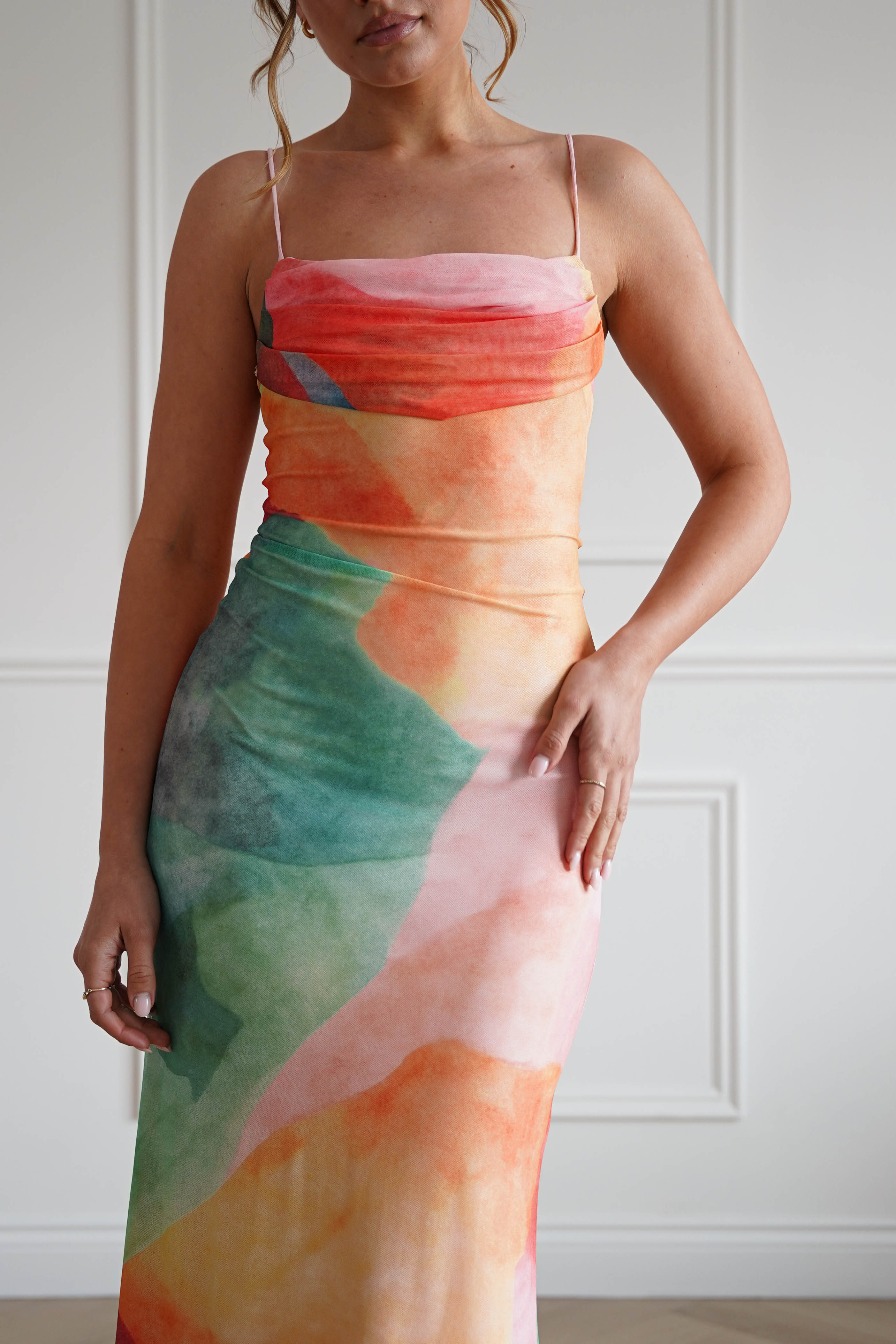 Caspera Mesh Bodycon Maxi Dress | Mixed Print - Image 3