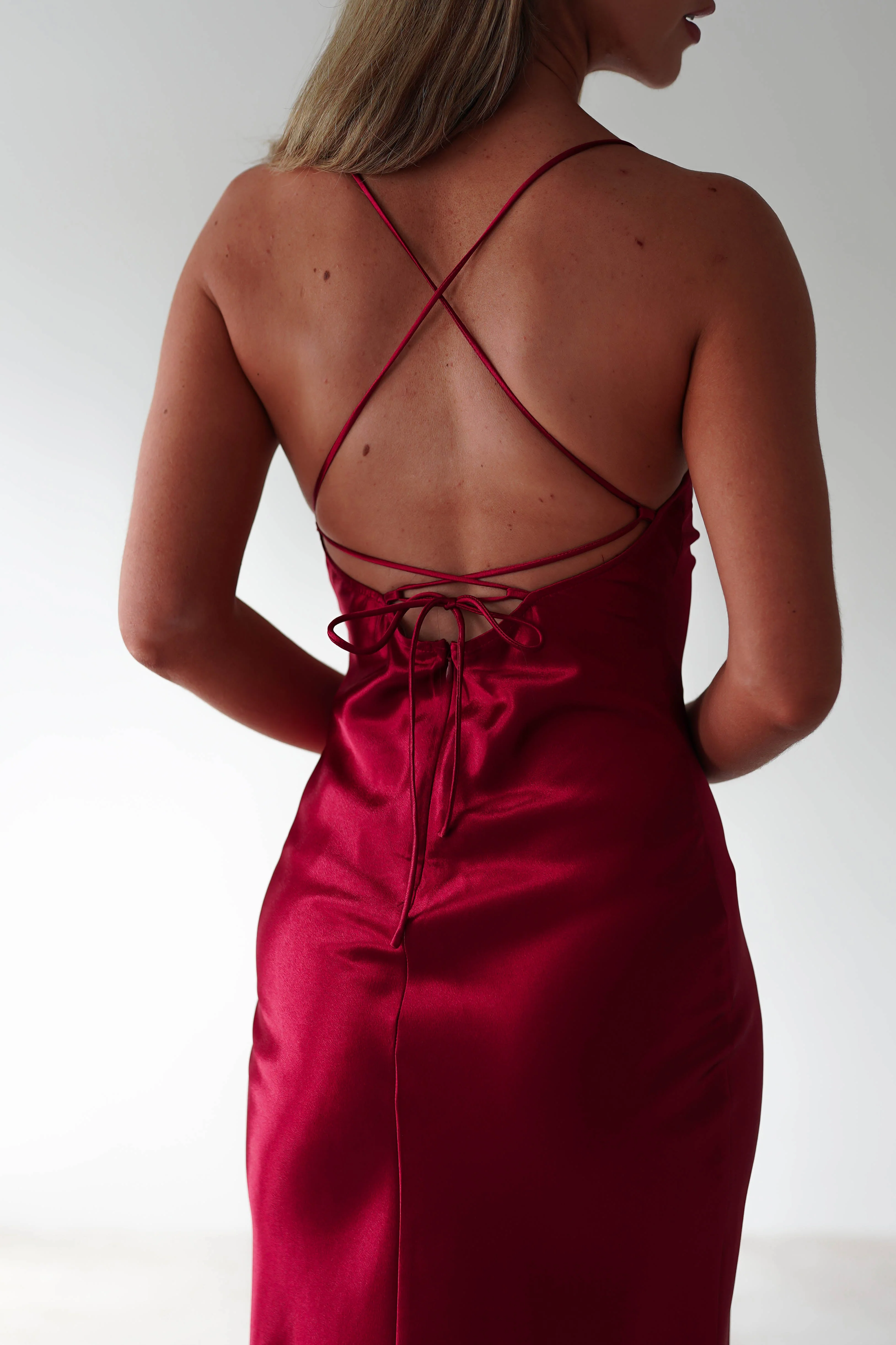 Celinee Satin Maxi Gown | Red - Image 10