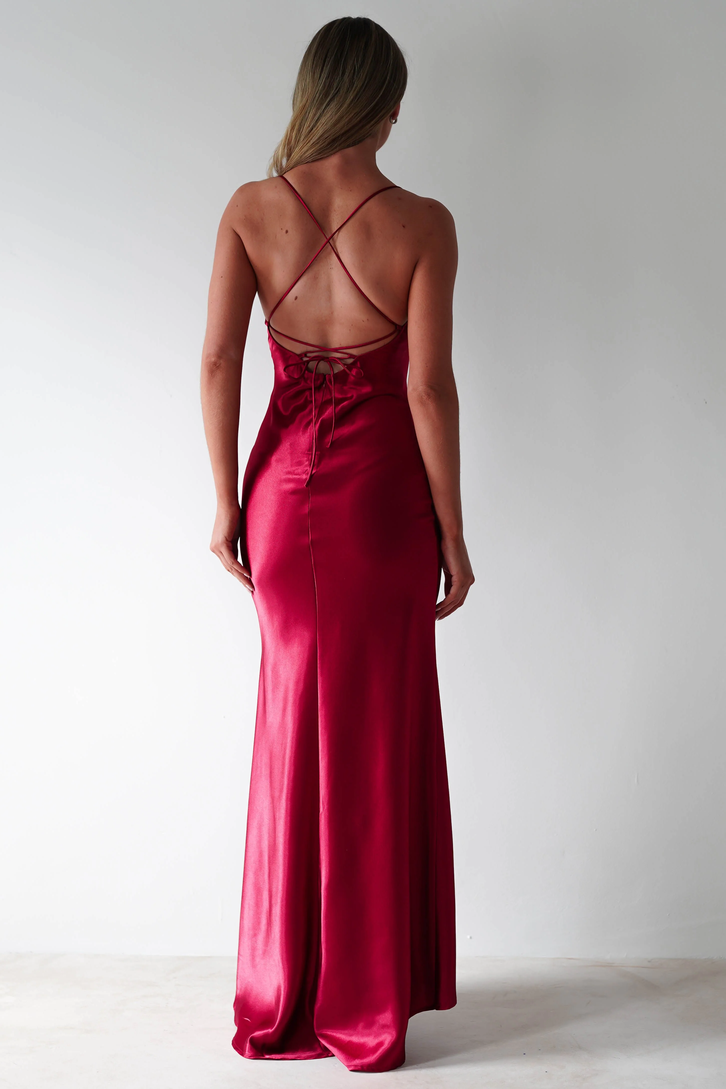 Celinee Satin Maxi Gown | Red - Image 4