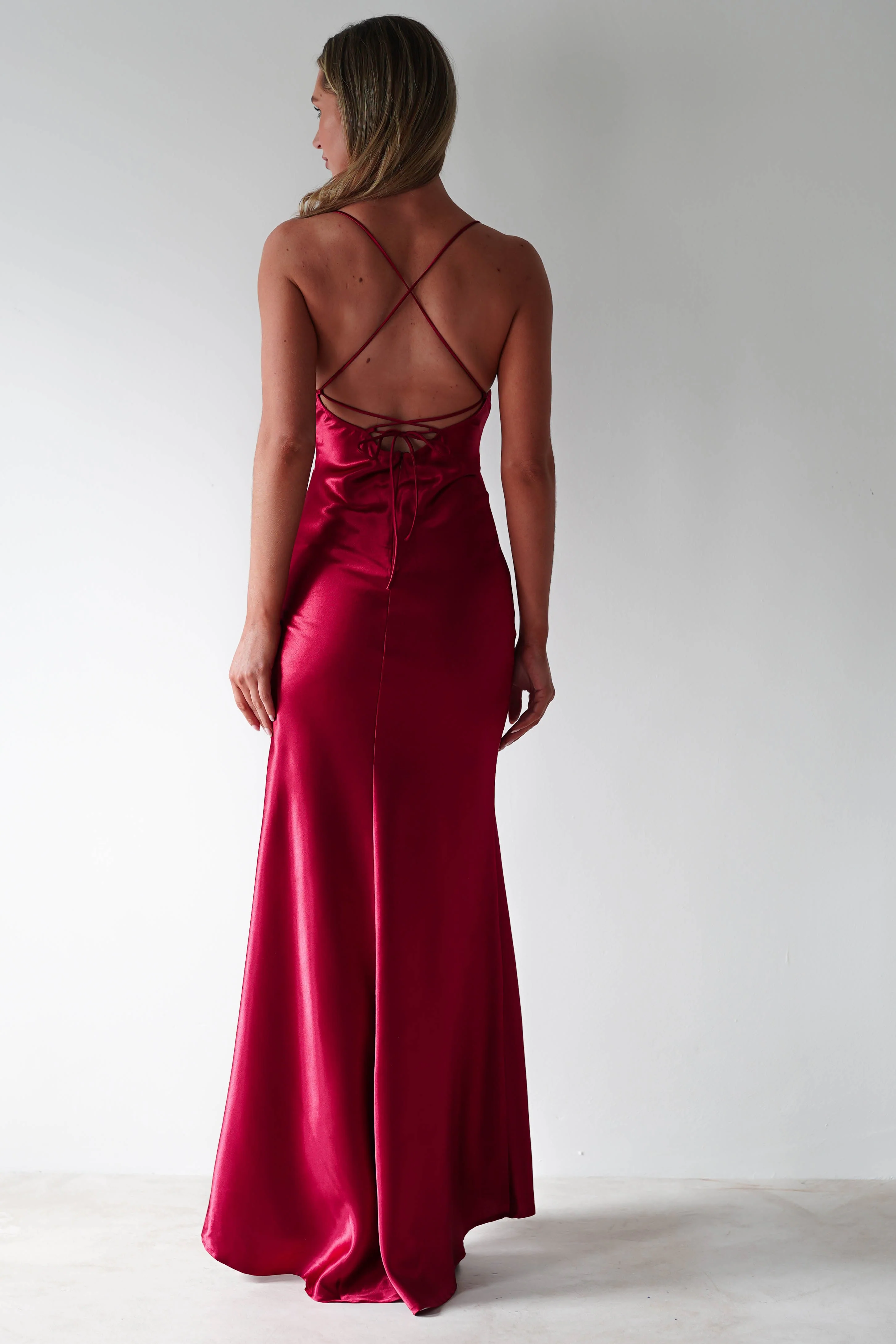 Celinee Satin Maxi Gown | Red - Image 7